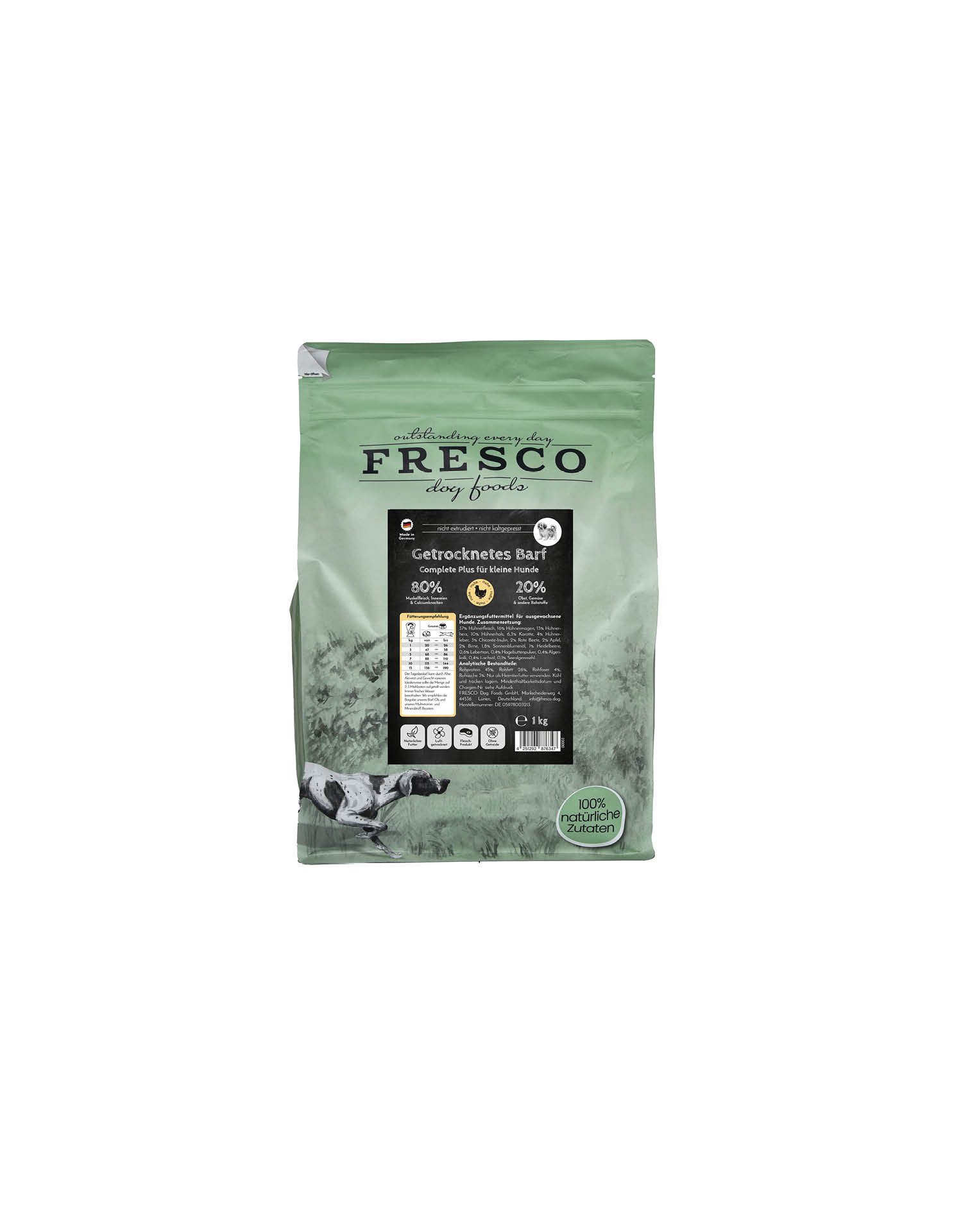 Fresco Dog TrockenBarf Huhn, für kleine Hunde, 1kg / 2,5kg / 5kg, Trockenfutter für: Hunde, Getreidefrei, zuckerfrei & hoher Fleischanteil
