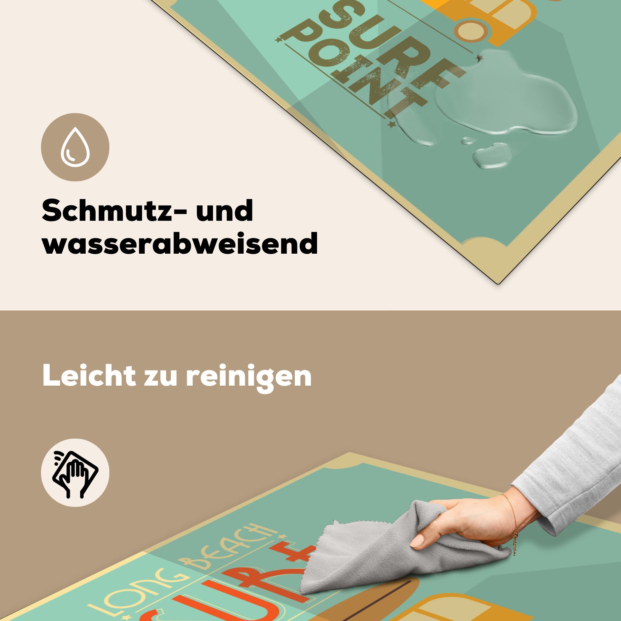 Ceranfeldabdeckung, küche "Surf Arbeitsplatte Vinyl, tlg), Point" für MuchoWow (1 mit grünem Herdblende-/Abdeckplatte Hintergrund, 78x78 Illustration cm,