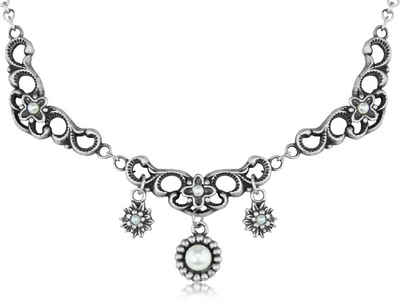 LUISIA® Kette mit Anhänger Jugendstil Halskette "Arya" mit Edelweiß - Trachtenschmuck Brautschmuck (1-tlg., inkl. Schmuckbox)