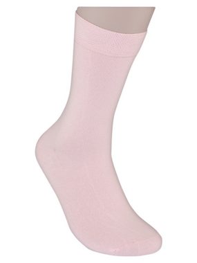 Die Sockenbude Basicsocken KOMFORT - Damensocken (Bund, 5-Paar, weiß rosa orange) mit Piqué-Bund ohne Gummi geringelt