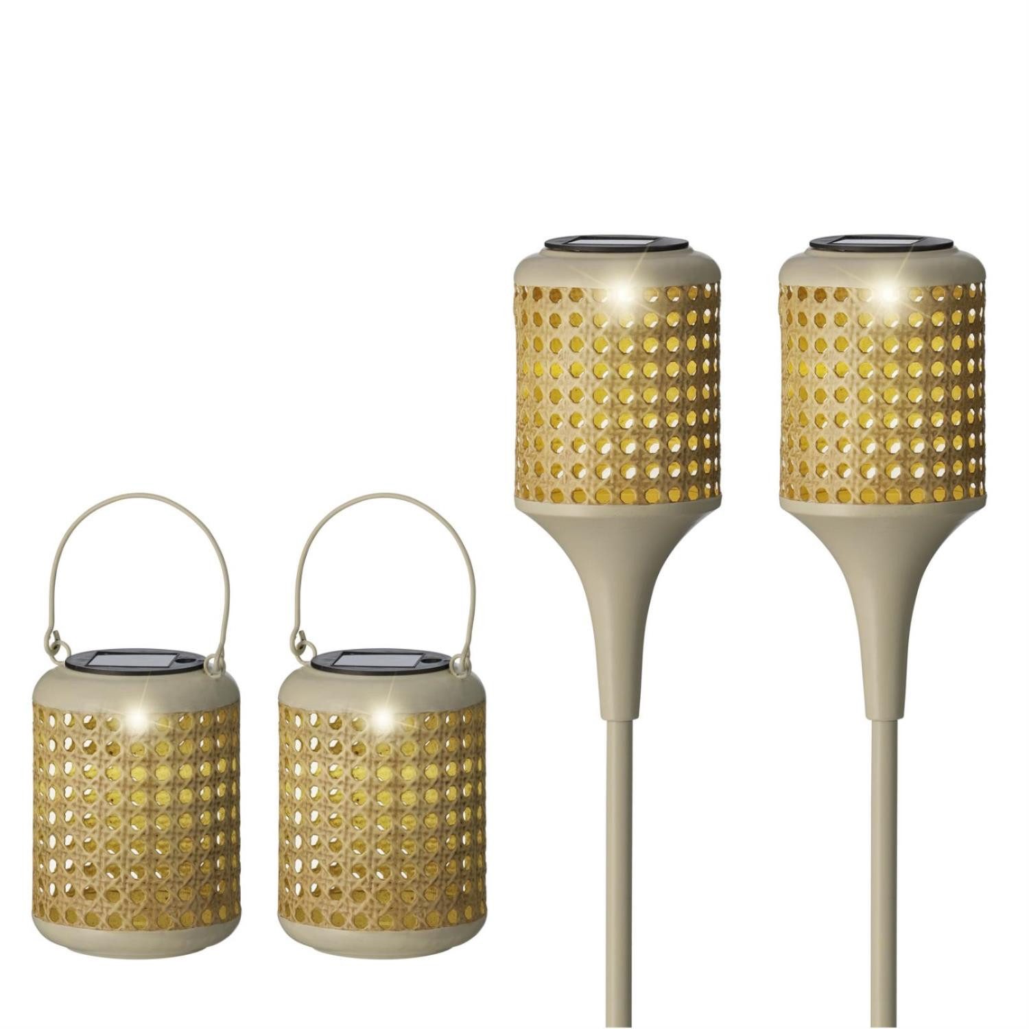 LED Solarleuchte LED Solar Fackeln Laternen hängend Gartenstecker Solarleuchten 4er Set