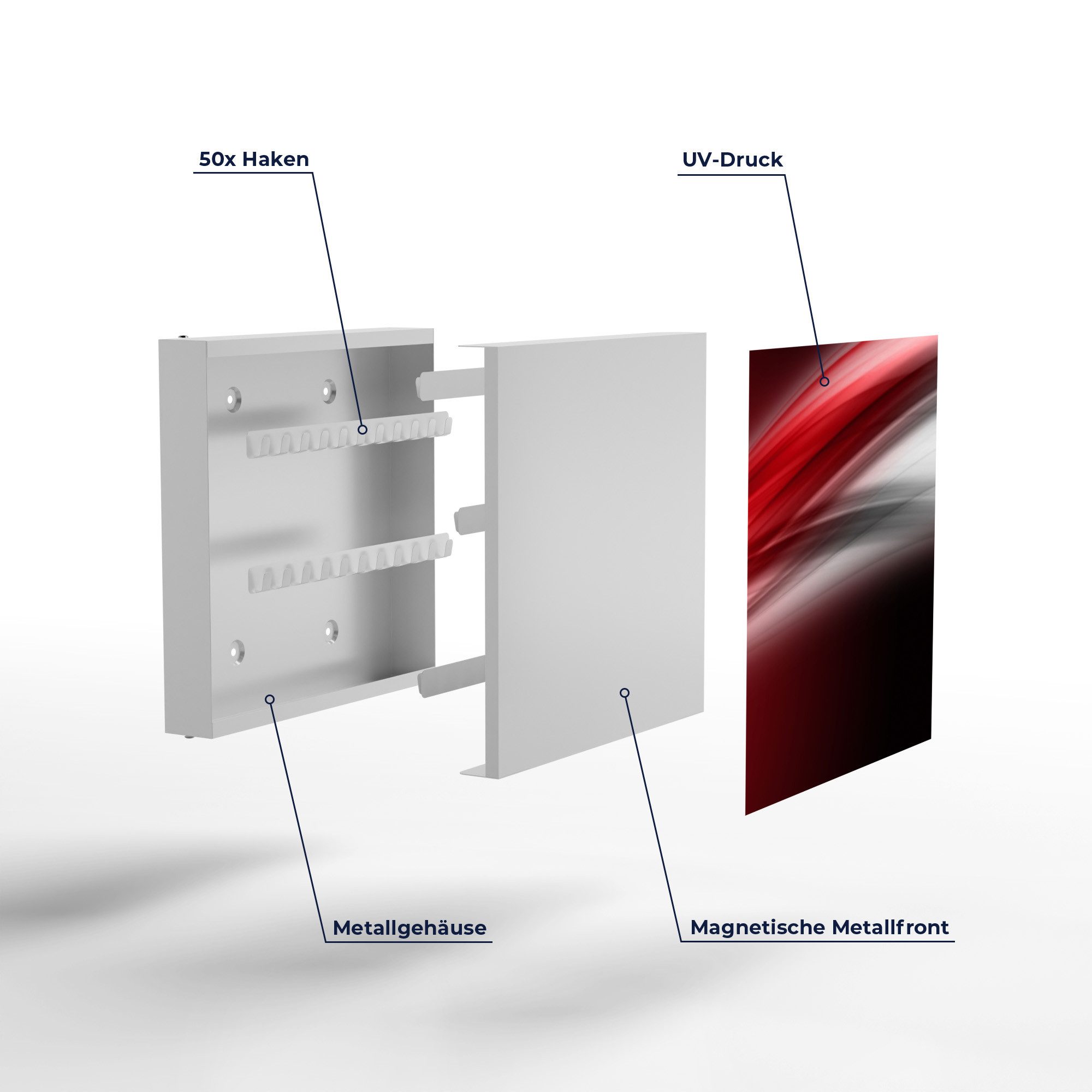 DEQORI Schlüsselkasten 'Energiegeladener Schweif', Schlüsselbox modern Schlüsselschrank magnetisch Schlüssel Kasten Box
