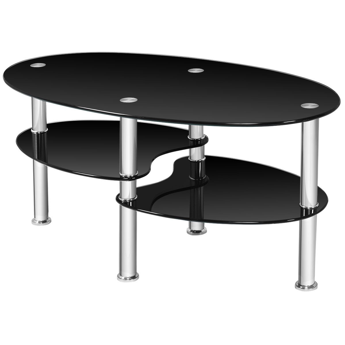 COSTWAY Glastisch, Couchtisch Glas, Oval, Metallrahmen, günstig online kaufen