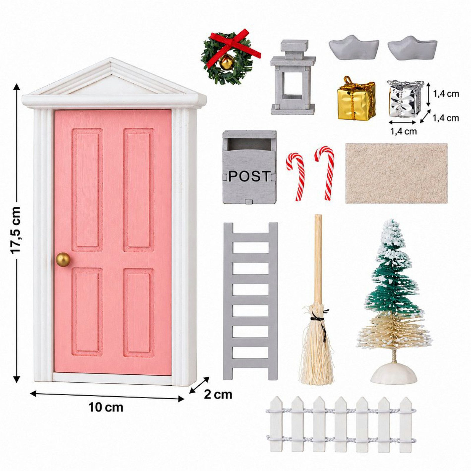 Haushalt International Im- und Export GmbH Wichteltür Weihnachtsdekoration Wichtel Set 16tlg (Stück, 16 St., Packung), Miniatur, Weihnachten, Dekoration – Bild 3 von 5
