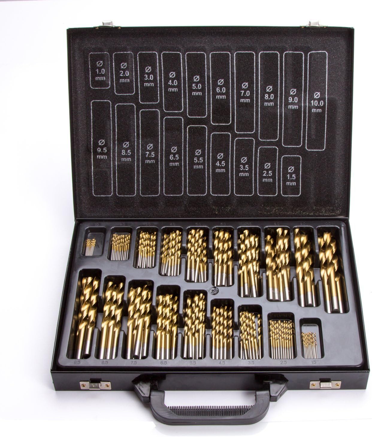 Falon-Tech Spiralbohrer Spiralbohrer Bohrerset Bohrersatz HSS Titan 170 tlg.1-10mm für Metall, (170-tlg)