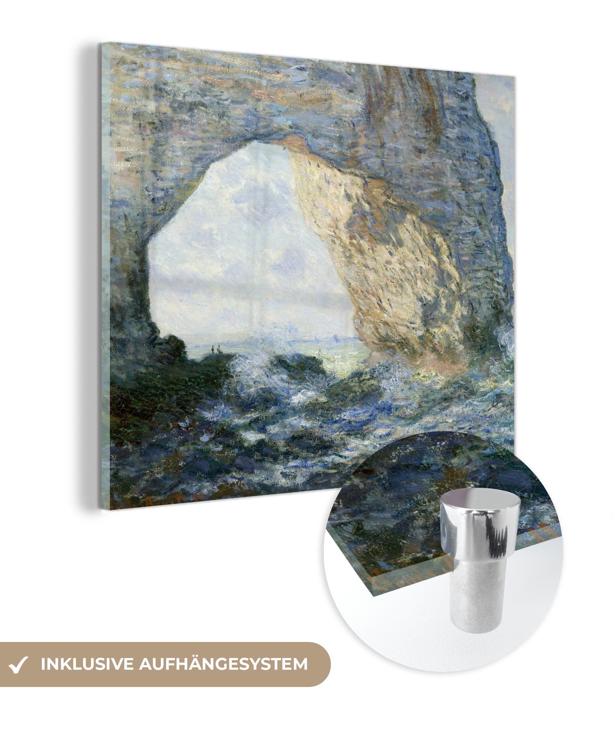 MuchoWow Acrylglasbild Die Manneporte (Etretat) - Claude Monet, (1 St), Glasbilder - Bilder auf Glas Wandbild - Foto auf Glas - Wanddekoration