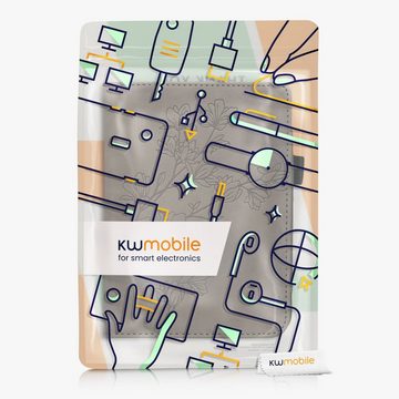 kwmobile E-Reader-Hülle Schutzhülle für Kobo Clara 2E / Tolino Shine 4, Handschlaufe - Cover Magnolien Design