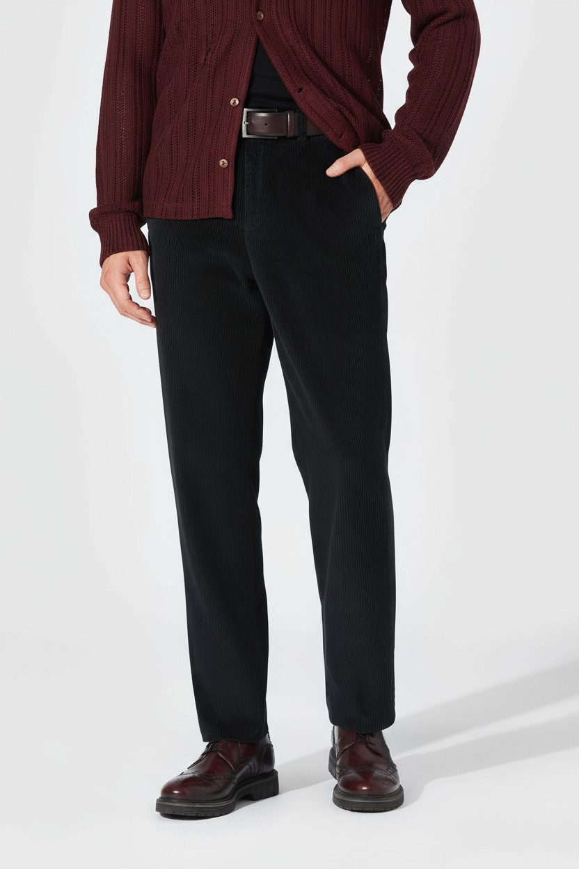 Hiltl Cordhose Parma I Cordhose Herren Regular Fit Genua Cord, dunkelblau, 48 Premium Cordhose, Business Casual Hose für Alltag, Büro und Freizeit