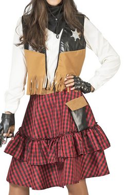 Das Kostümland Kostüm Cowgirl Kostüm 'Austine' für Damen - Rot Schwarz