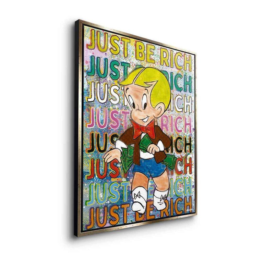 Richie Just weißer Rich rich Leinwandbild DOTCOMCANVAS® Comic Geld Art Leinwandbild, Pop be Rahmen