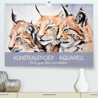 CALVENDO Wandkalender Kunstkalender - Aquarell. Eine gute Zeit zum Malen (Premium, hochwertiger DIN A2 Wandkalender 2023, Kunstdruck in Hochglanz)