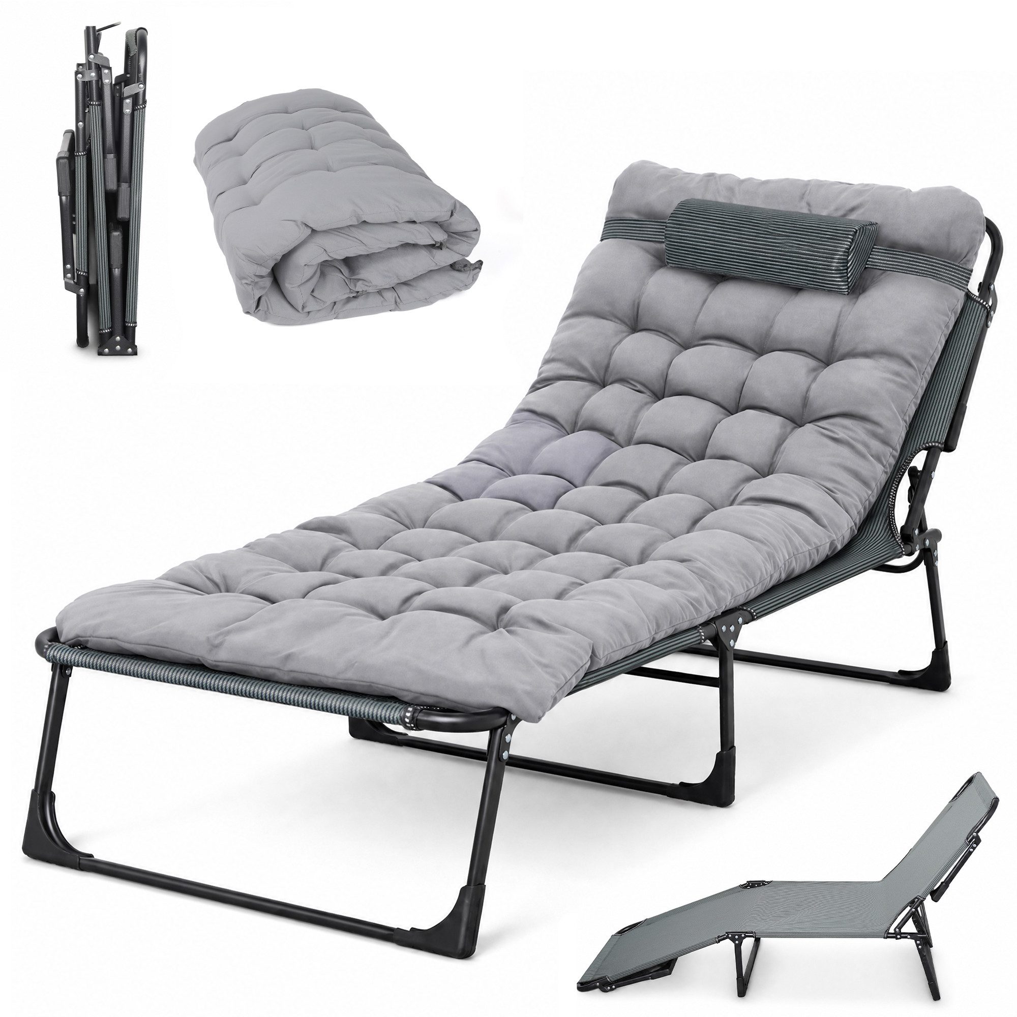 DAITORE Feldbett Campingliege klappbar 190x68x30 cm bis 250 kg Feldbett Sonnenliege Camping mit Stahlgestell, Oxford-Gewebe & Tragetasche