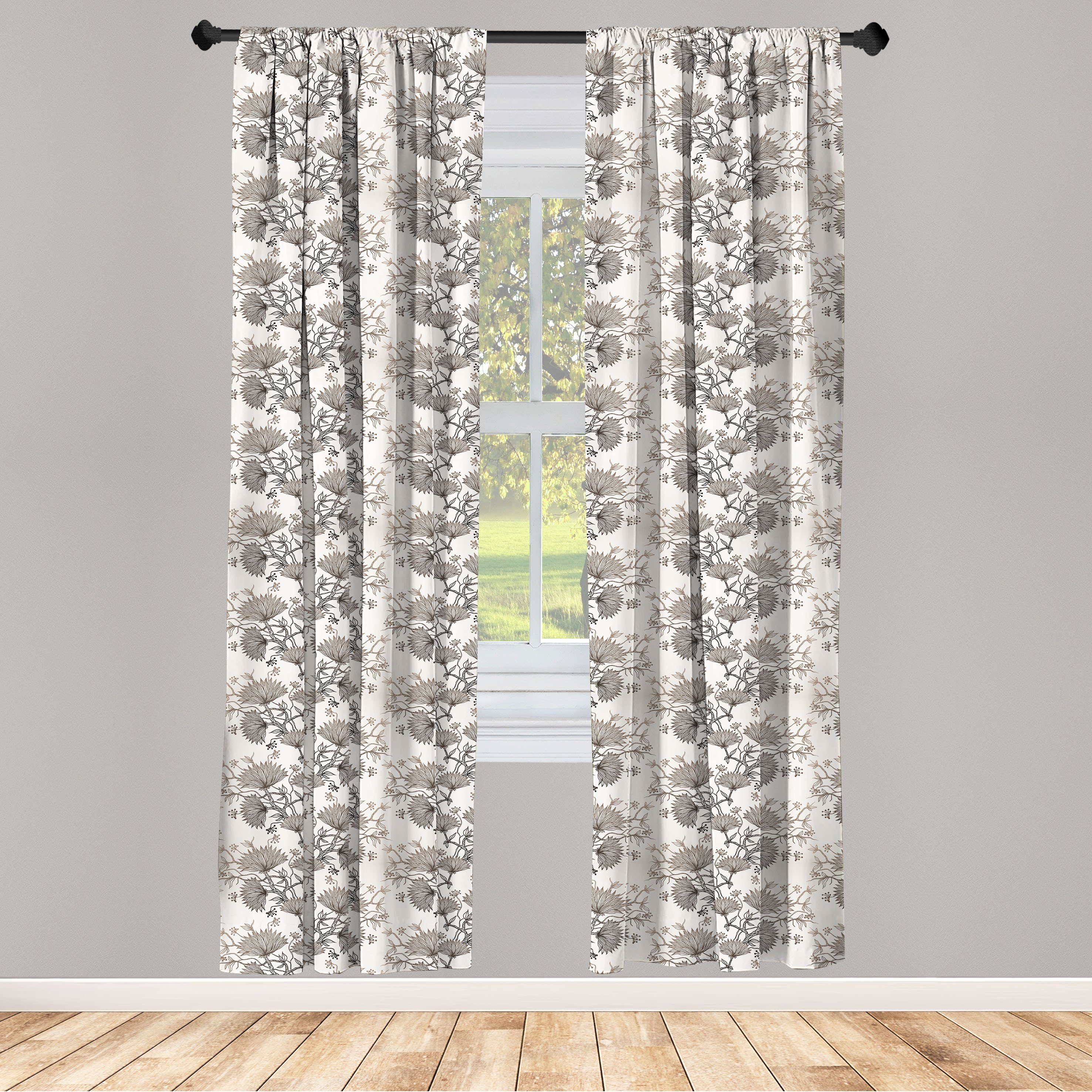 Gardine Vorhang für Wohnzimmer Schlafzimmer Dekor, Abakuhaus, Microfaser, Jahrgang Chrysanthemen Blumen