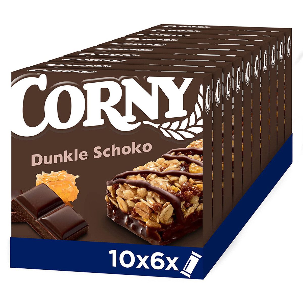 CORNY Cerealien, Corny Dunkle Schoko mit Edelkakao Schoko Müsliriegel 10er Pack