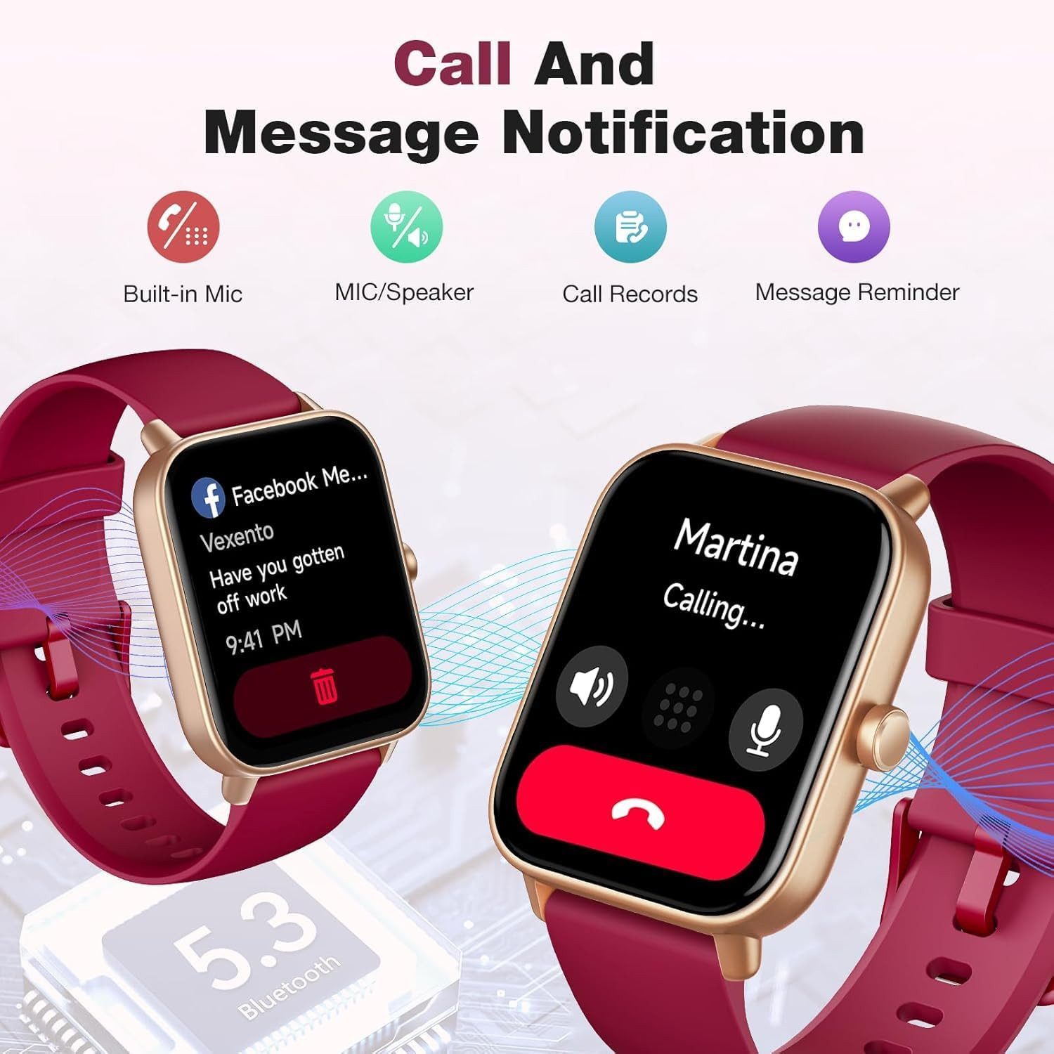 Fitpolo Smartwatch (4,5 cm, android ios), Damen Smartwatch mit 1.85" Touchscreen, Alexa Steuerung und 120