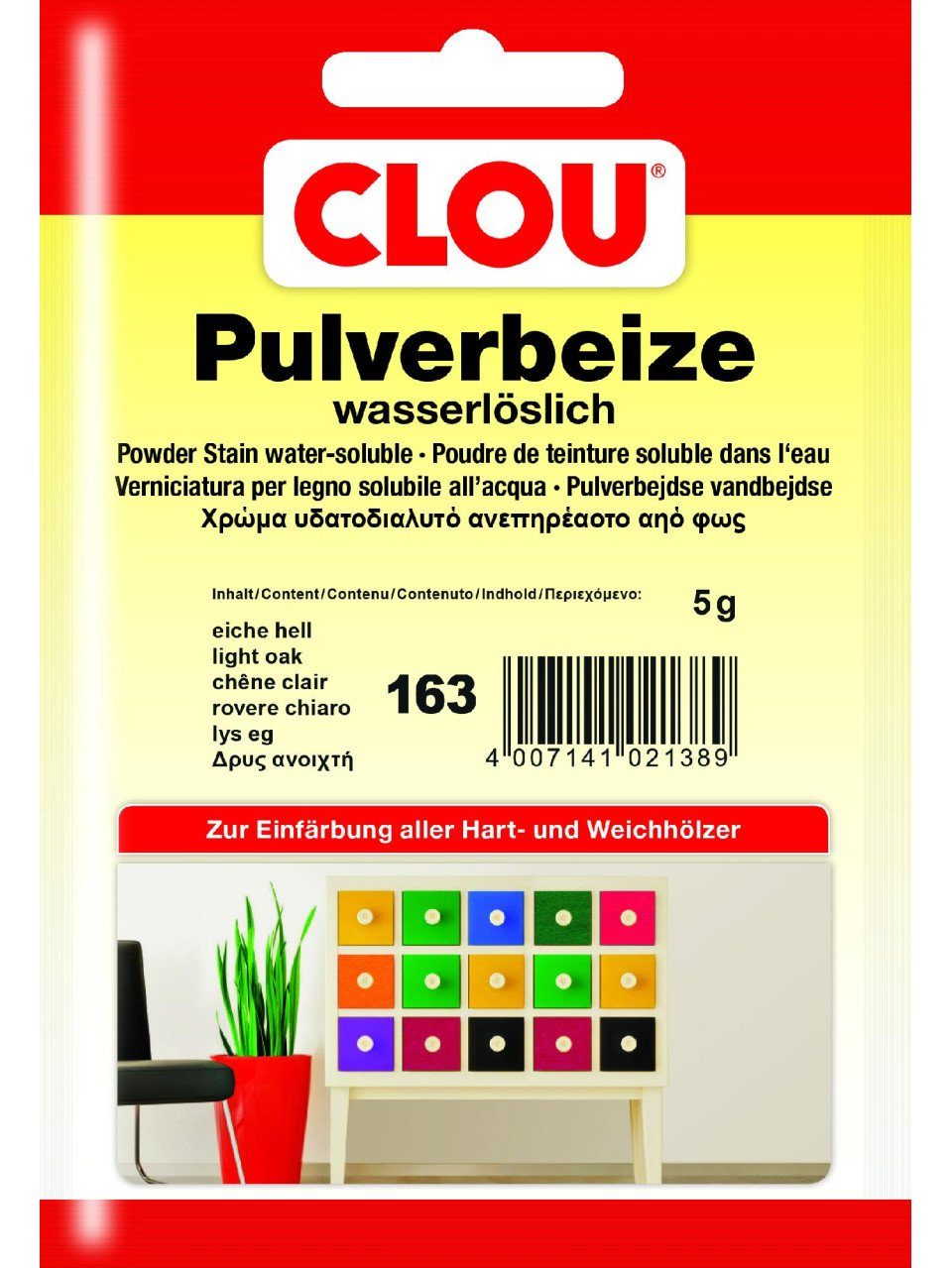 Holzbeize Clou Pulverbeize 5 g eiche mittel