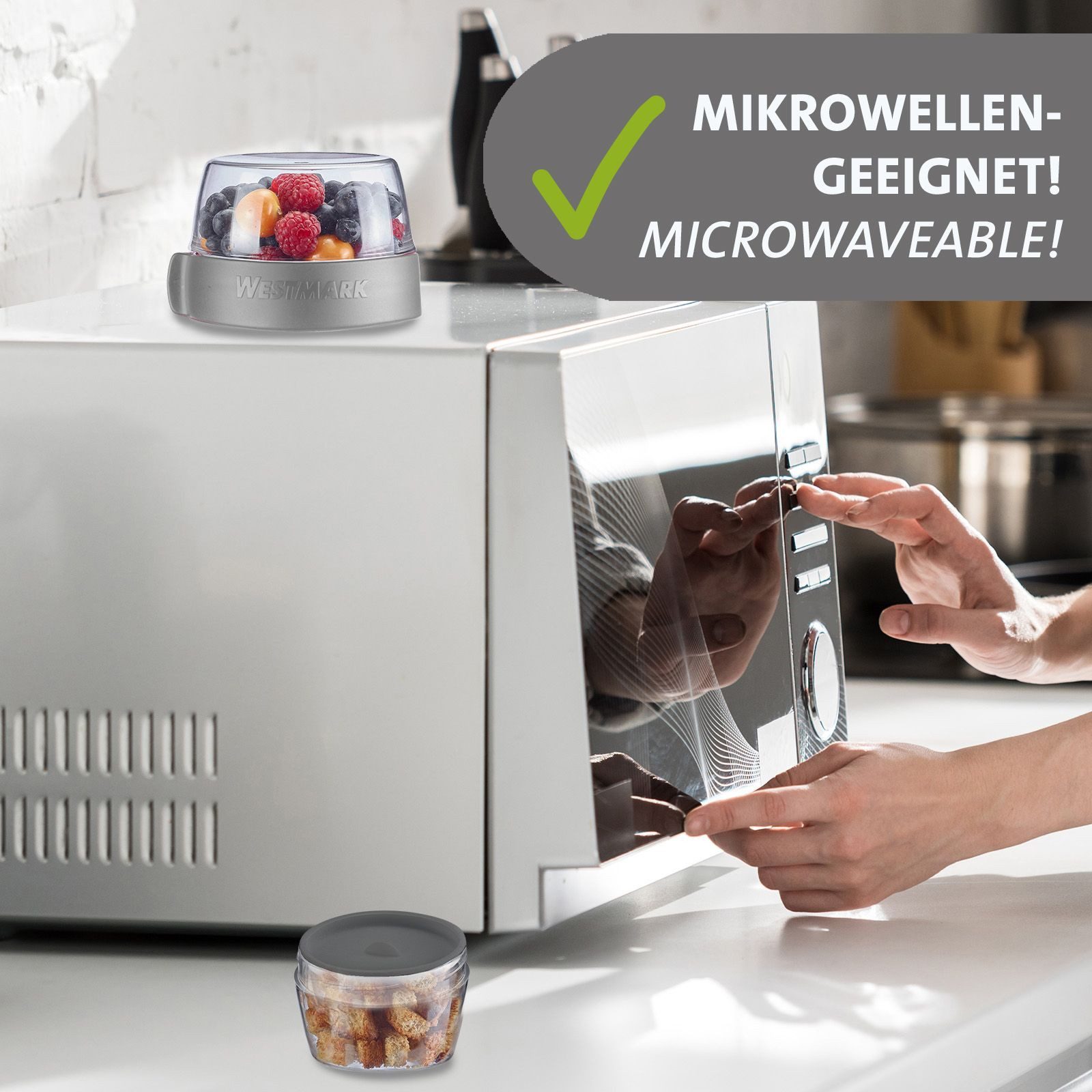 WESTMARK Mehrwegbecher, Kunststoff, (1-tlg), Müsli-, Lunchbehälter, To Go, 200 + 600 + 350 ml, Made in Germany