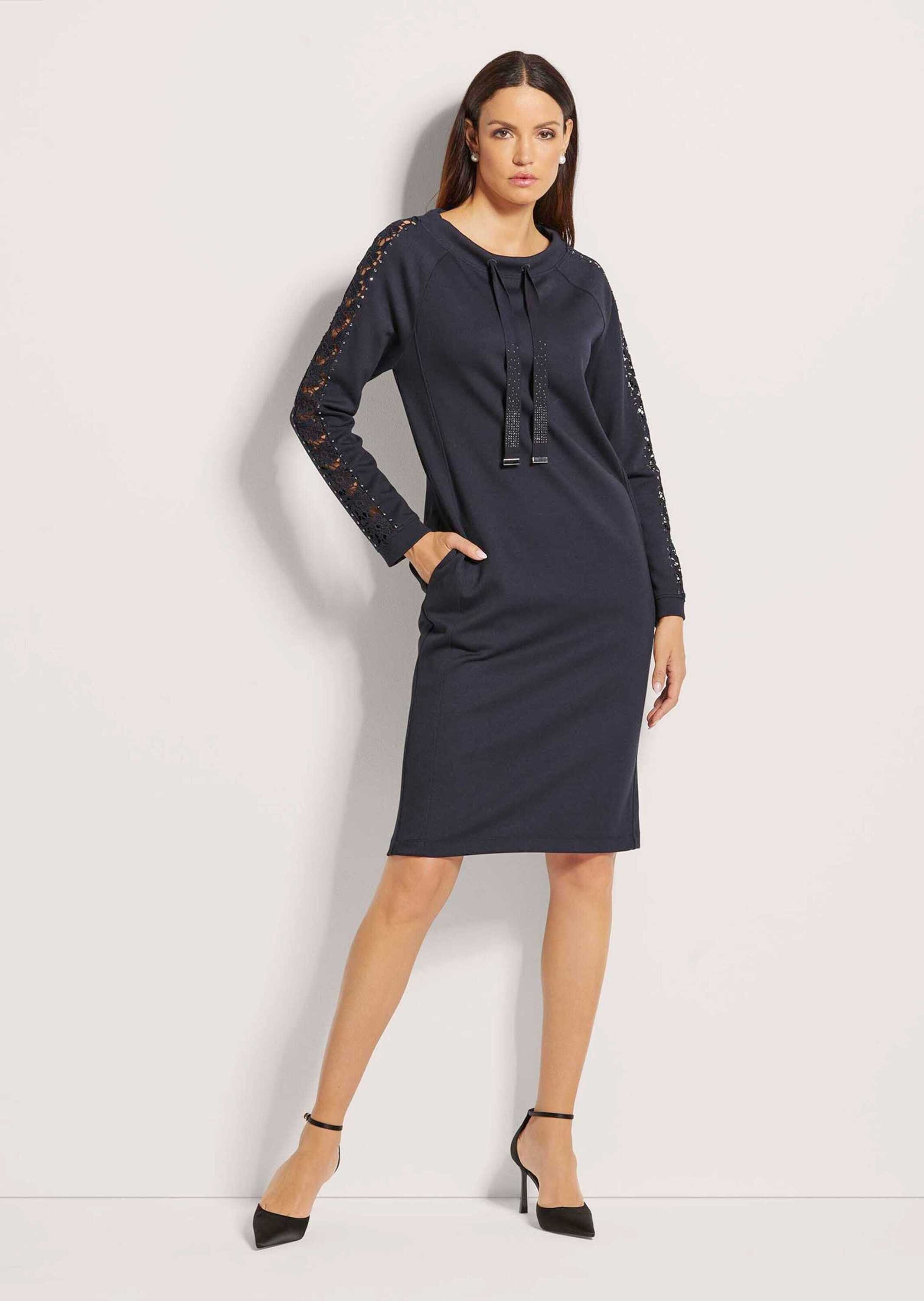 MADELEINE Midikleid Stretch-Kleid mit Spitze und Strass Jersey-Kleid mit Ru günstig online kaufen