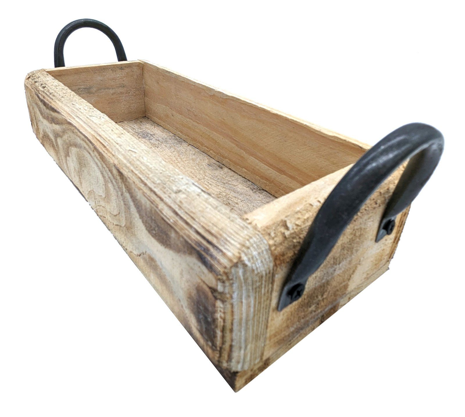 Spetebo Dekoschale Holz Schale Ziegel mit Griffen - 35 x 14 cm (Packung, aus Kiefernholz), Vintage Holz Deko mit 2 Griffen