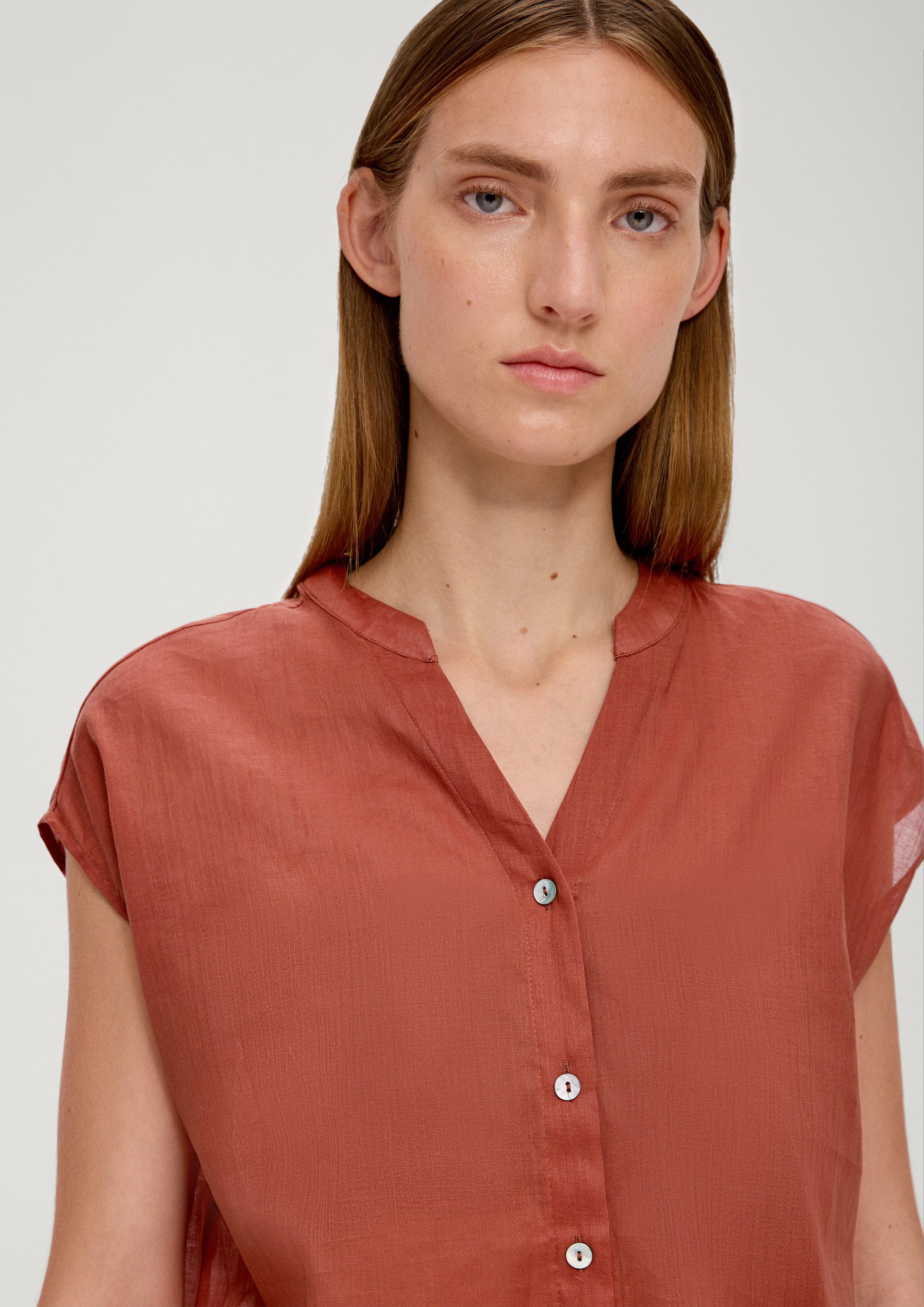 s.Oliver Kurzarmbluse Bluse Bluse mit Tunika-Ausschnitt