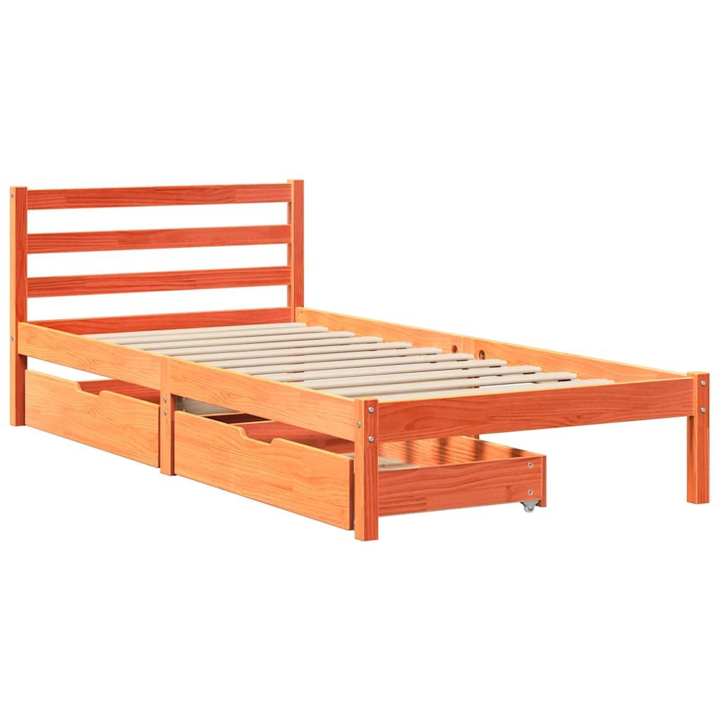 vidaXL Bett Massivholzbett ohne Matratze Wachsbraun günstig online kaufen
