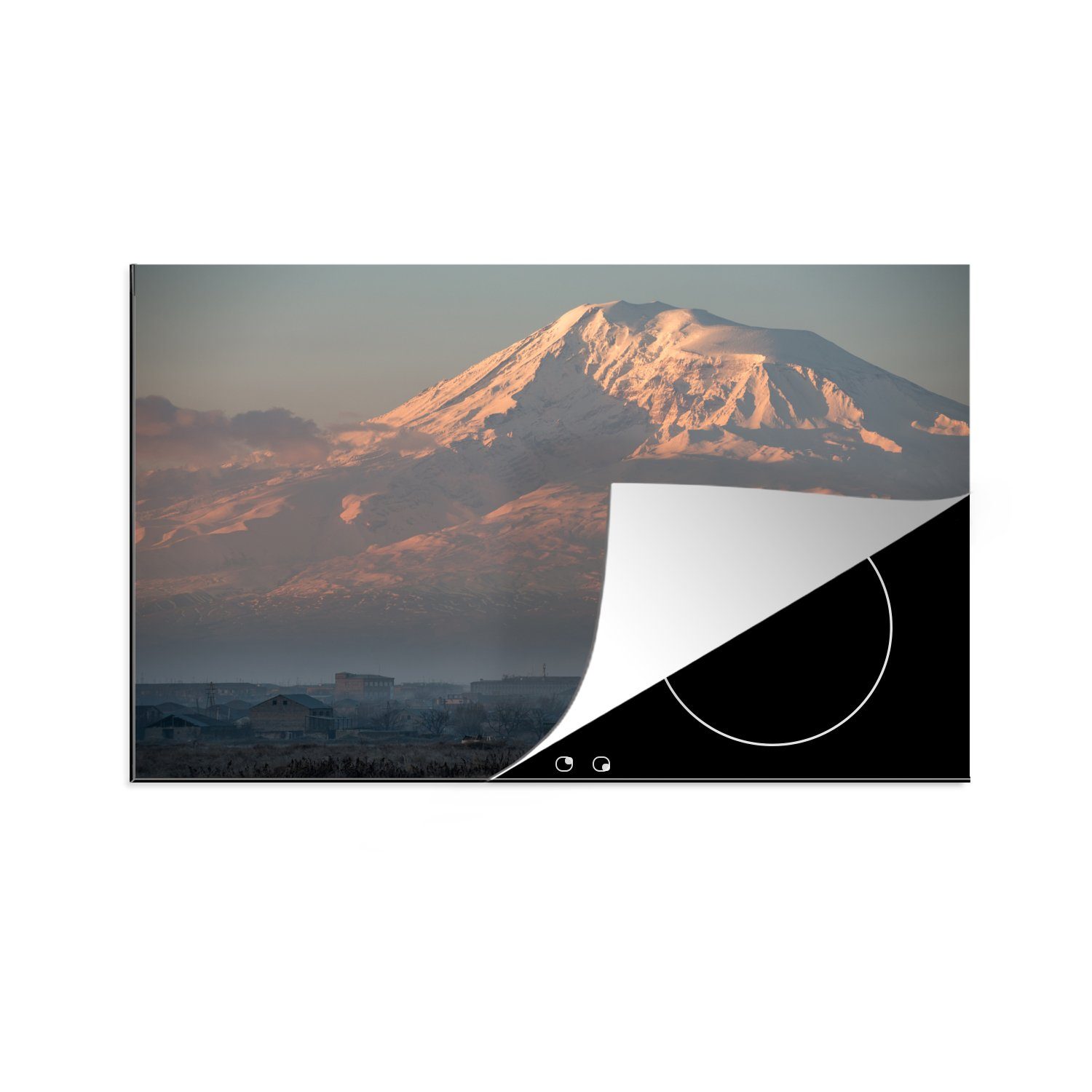 MuchoWow Herdblende-/Abdeckplatte Der Berg Ararat vor Sonnenaufgang in der Türkei, Vinyl, (1 tlg), 81x52 cm, Induktionskochfeld Schutz für die küche, Ceranfeldabdeckung