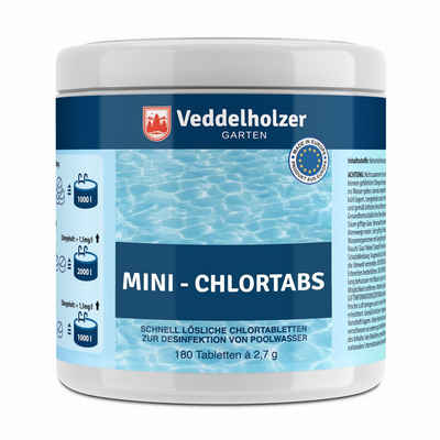 Veddelholzer Garten Chlortabletten 180 Chlor Mini Tabs Pool Zubehör Whirlpool Wasserpflege Desinfektion, 488g