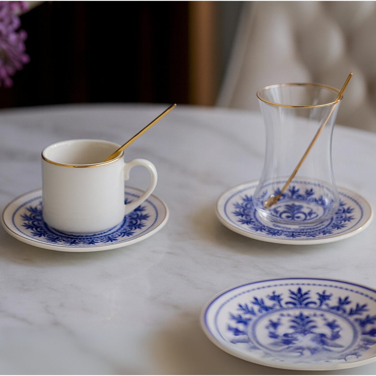 Bricard Espressotasse Tee-Espresso Set 24 tlg Blau Keramik