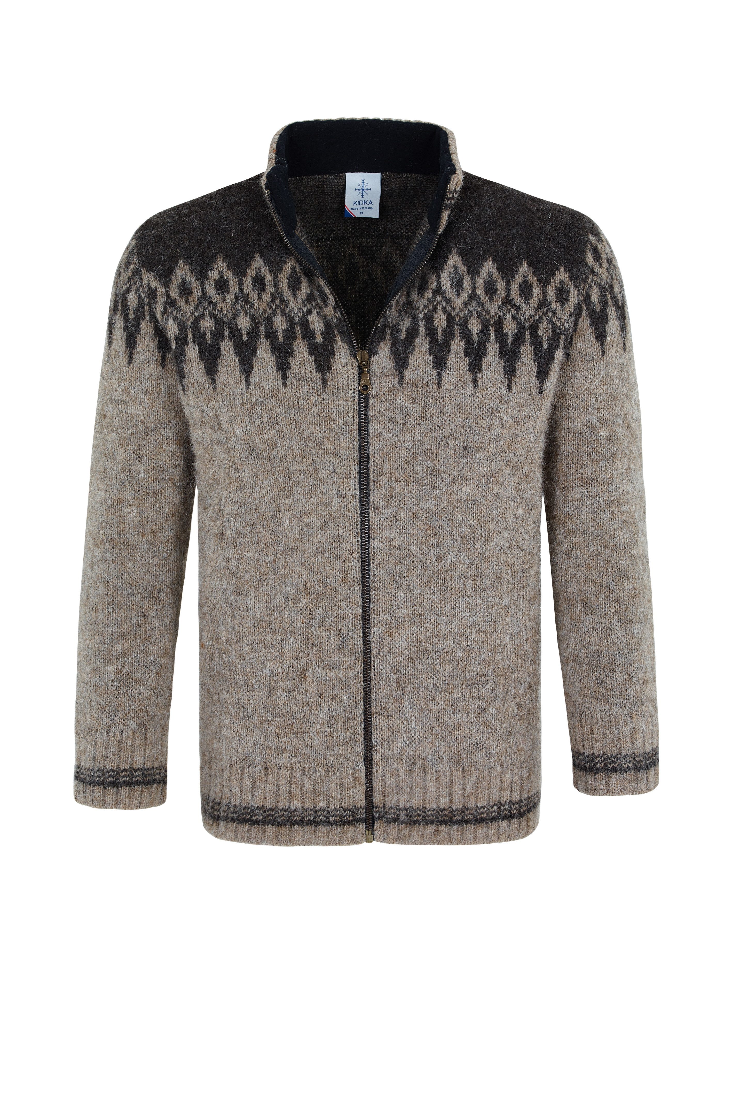 KIDKA Cardigan - Strickjacke für Damen / Herren - Farbe braun - aus rauer isländischer Wolle