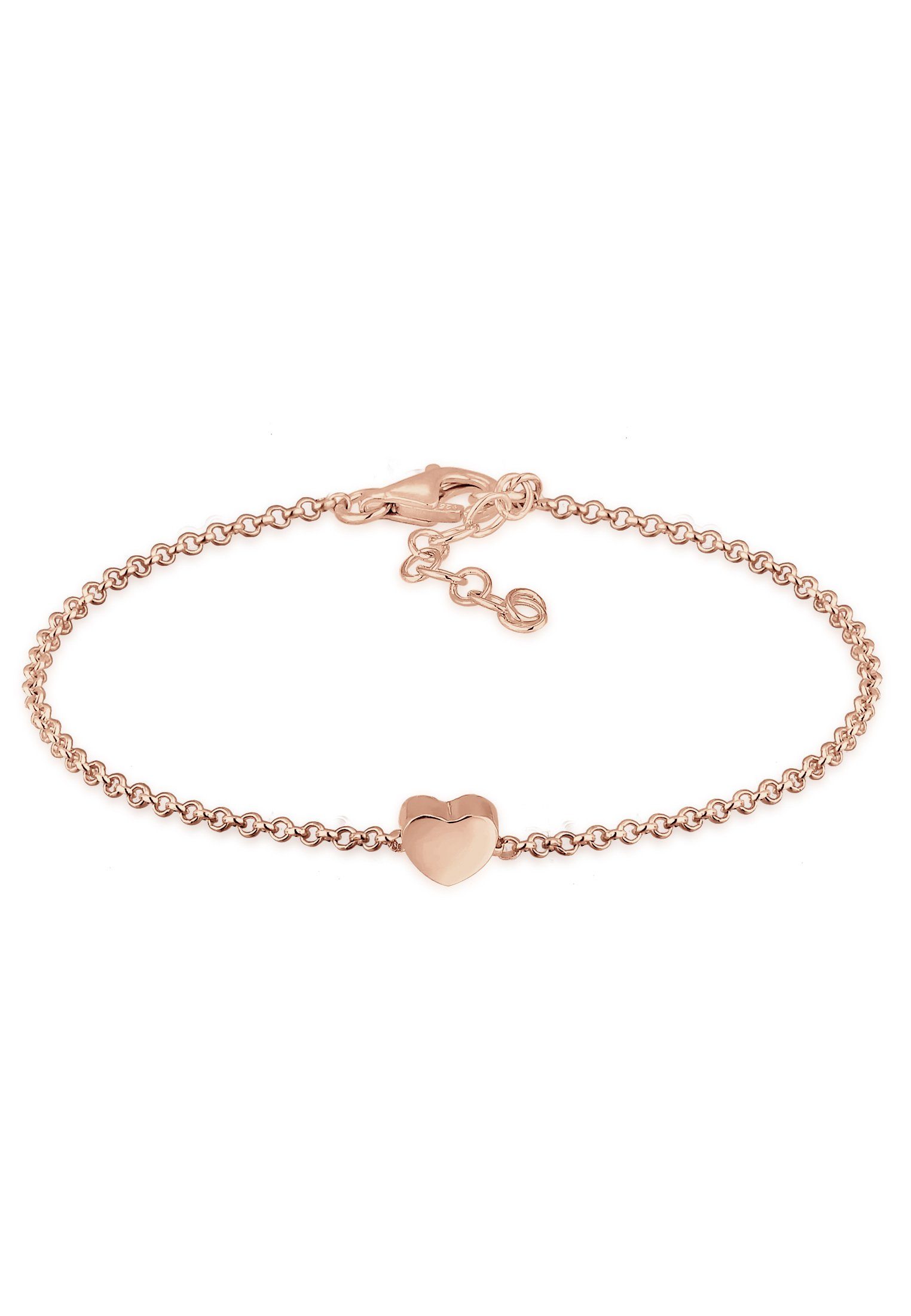 925 Elli Rosa Herz Armband Silber, Love Herz Basic Armkette