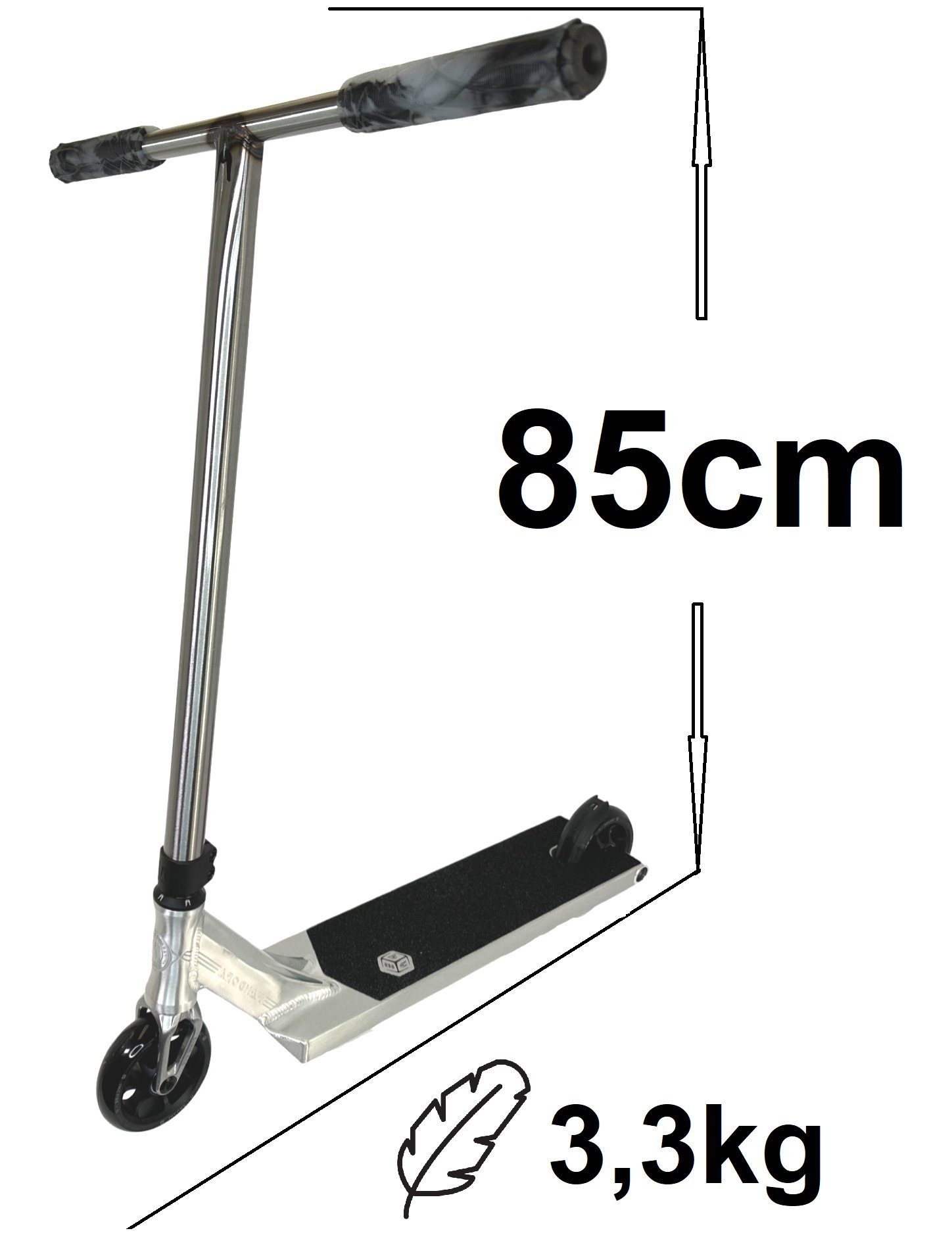 3,35kg DTC M DTC Silber Ethic Ethic Stuntscooter Stunt-Scooter Pandora H=85cm