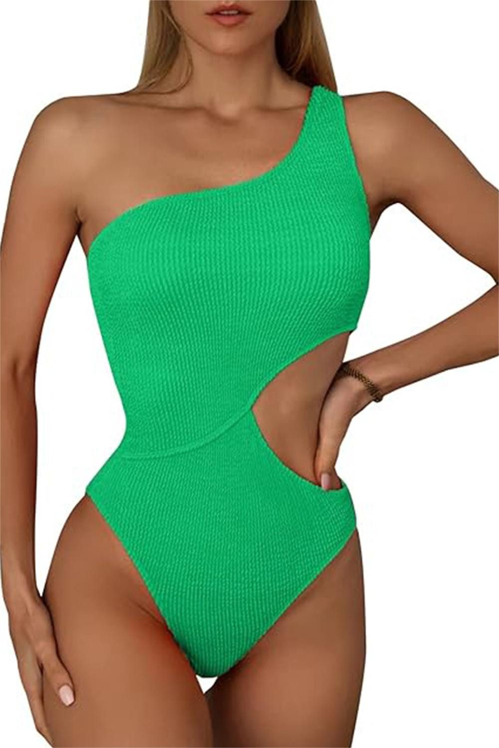 B.X Badekleid Damen Push-Up-Bikini mit Ausschnitten gerippter Monokini-Badeanzug Einteiliger Badeanzug, Badeanzug mit hoher Taille,Bandeau-Bikini