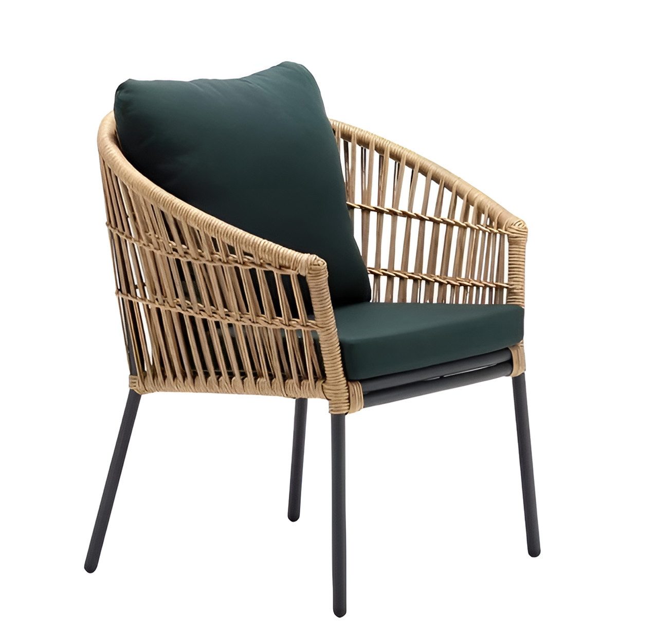 Gartenstuhl Eleganter Rattan Sessel in Grün für Terrasse und Garten