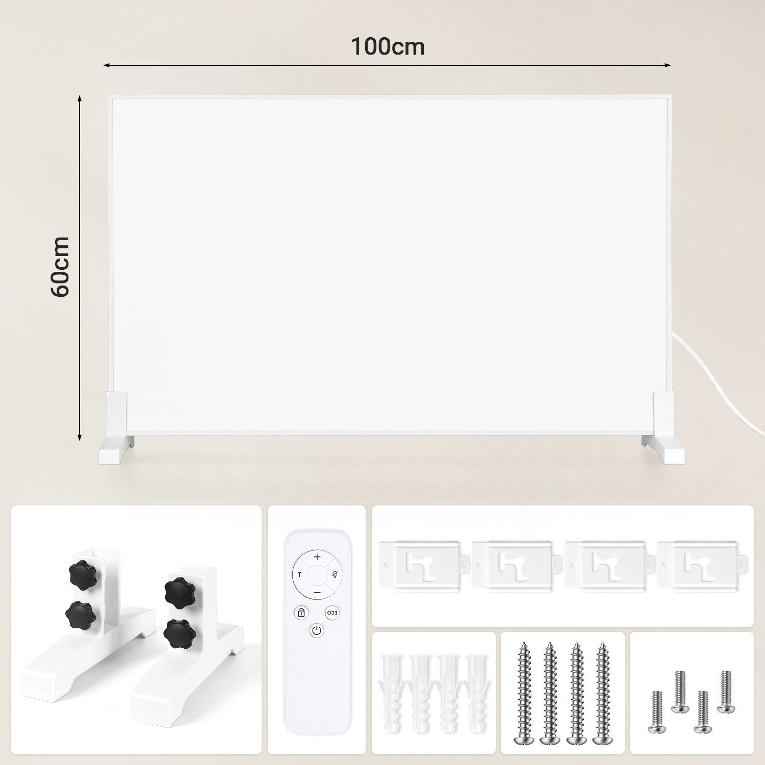Clanmacy Infrarotheizung Infrarotheizung 960 W mit WLAN, Thermostat, Wandmontage und Standfüßen, Überhitzungsschutz, Einstellbarer Thermostat – Bild 2 von 5