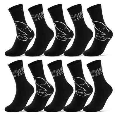 sockenkauf24 Basicsocken 10 Paar Damen Socken Mehrfarbig Streifen Punkte Herzen Maritim Baumwolle