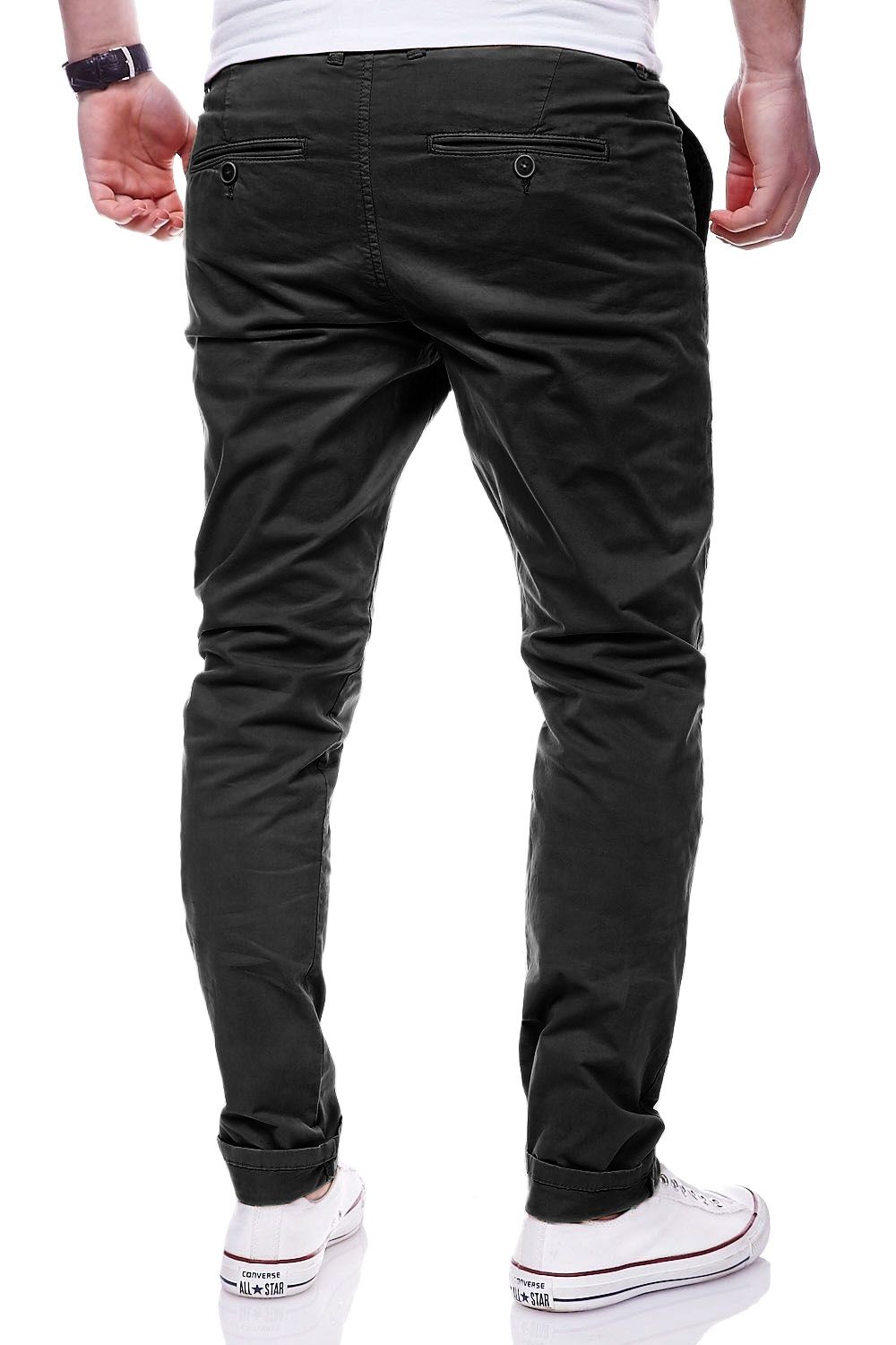 Schwarz Stretch Chinohose Basic Slim-Fit Regular MPBISTER Hose behype