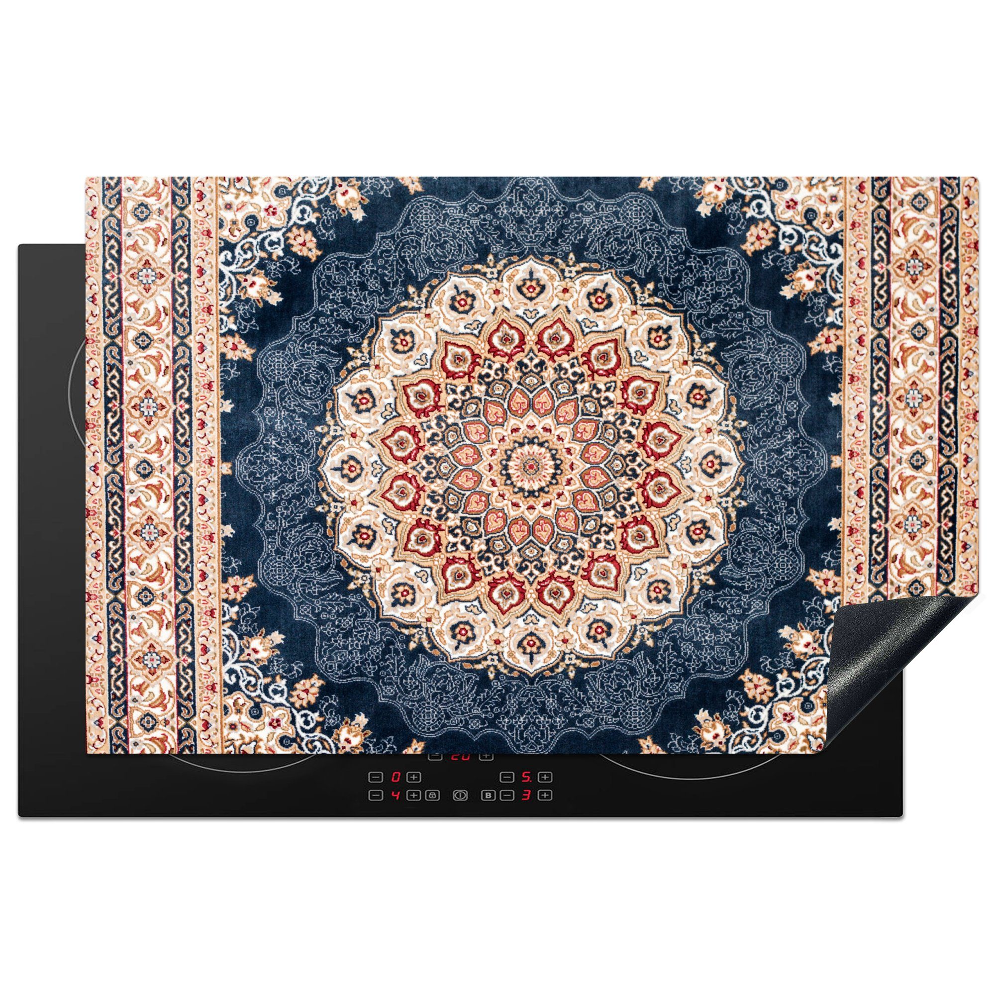 MuchoWow Herdblende-/Abdeckplatte Persische Teppiche - Teppiche - Mandala, Vinyl, (1 tlg), 81x52 cm, Induktionskochfeld Schutz für die küche, Ceranfeldabdeckung