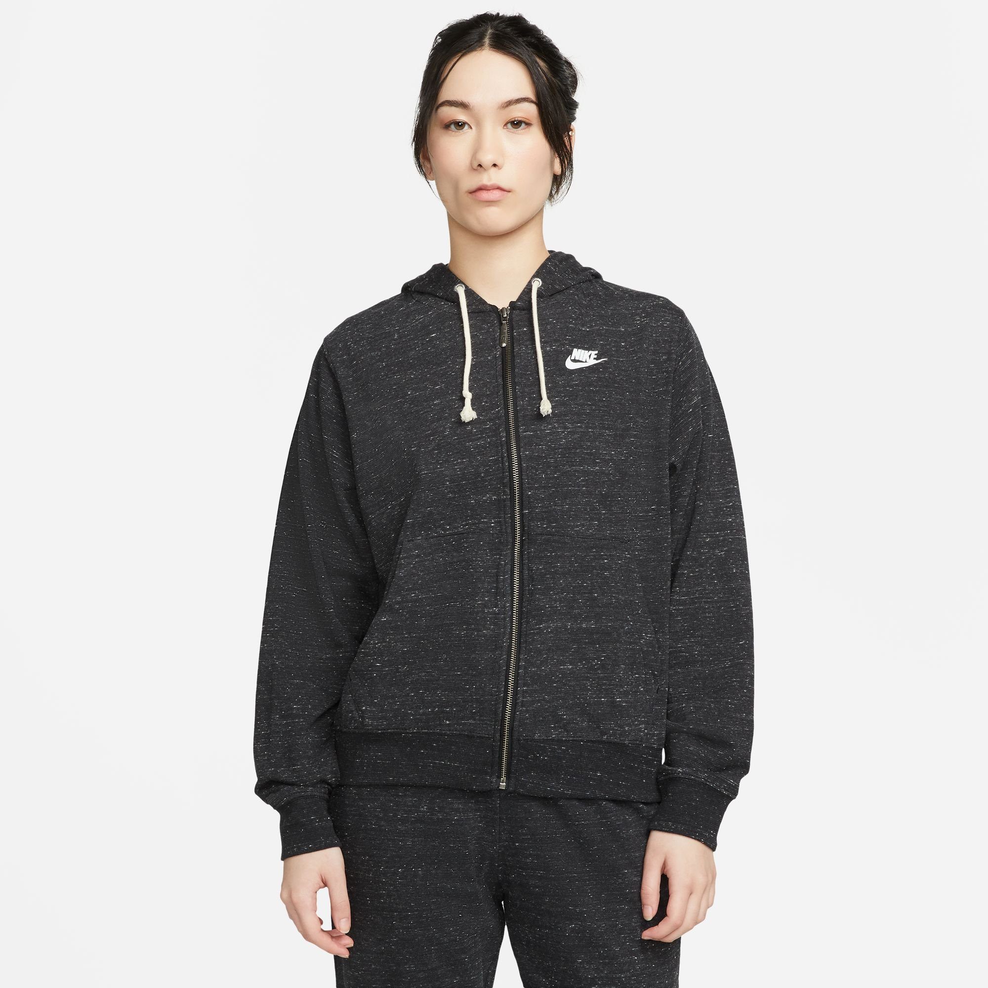 Nike Sportswear Kapuzensweatjacke Gym Vintage Women's Full-Zip Hoodie BLACK/WHITE | Zip Hoodies