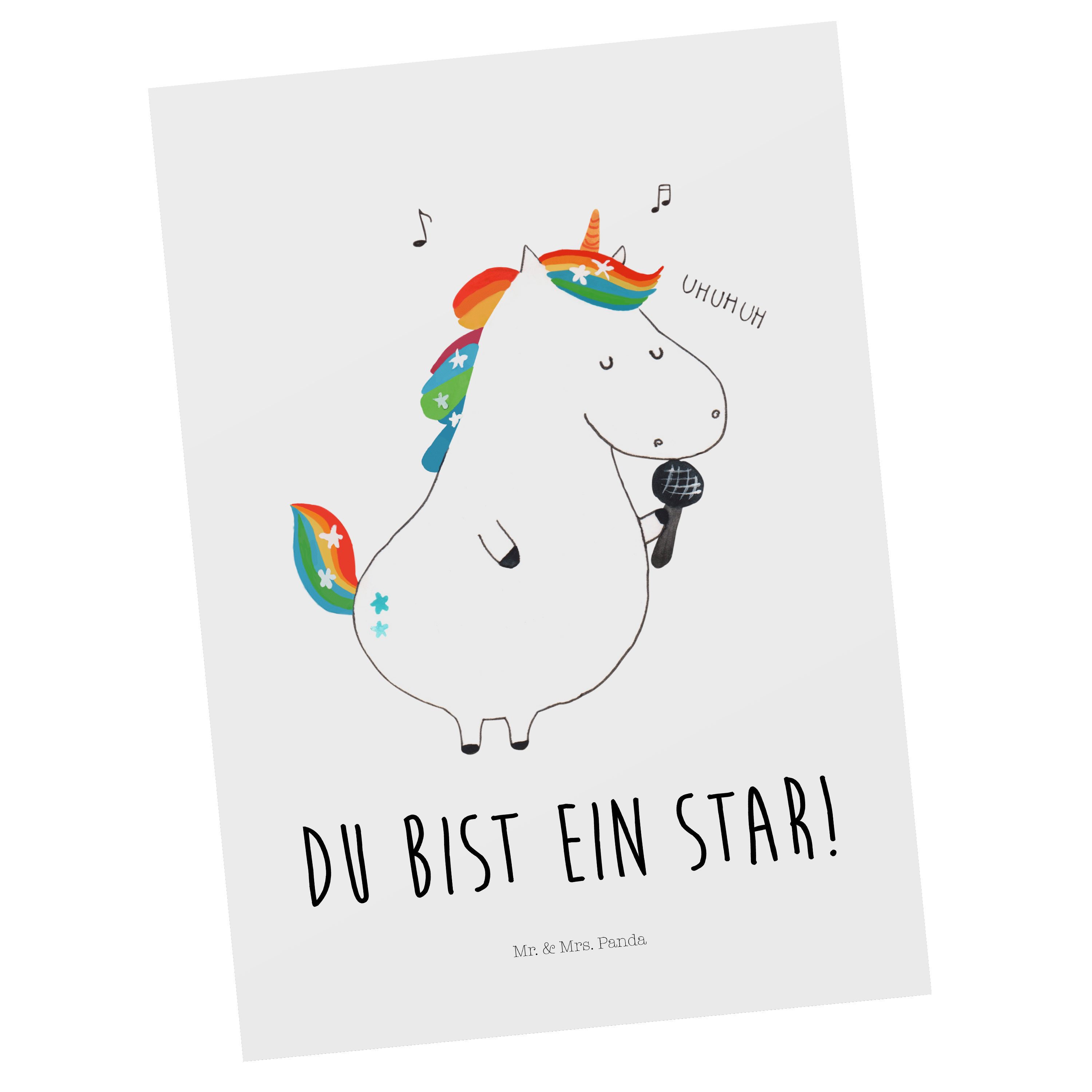 Einhörner, Postkarte Weiß Sänger & Dankeskarte, - - Geschenk, Mrs. Pegasus, Gr Panda Einhorn Mr.