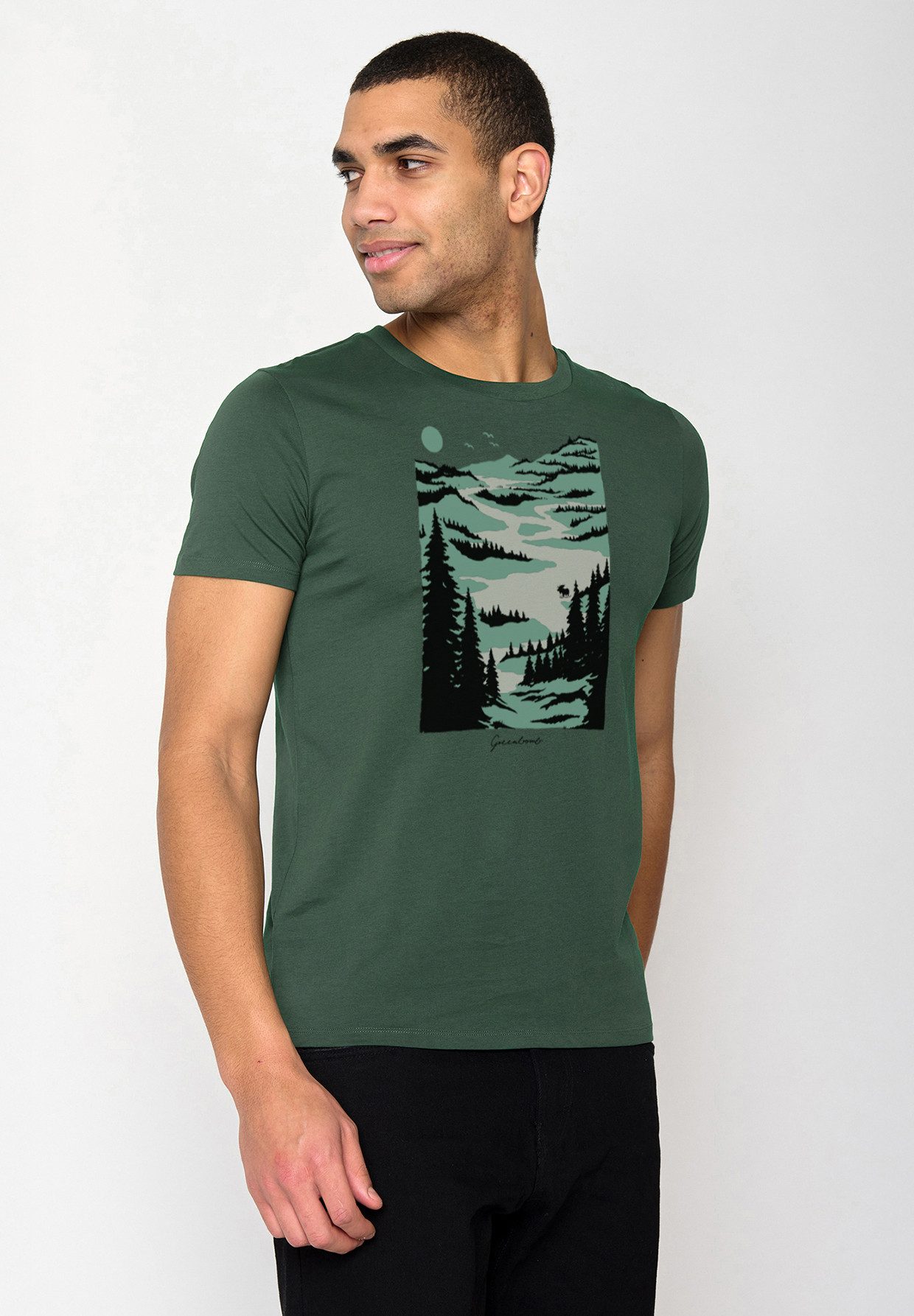 GreenBomb T-Shirt Guide Nature Lakeside Motiv Natur (1-tlg., 1) klassischer Schnitt, tailliert, Rundhalsausschnitt, Bio-Baumwolle