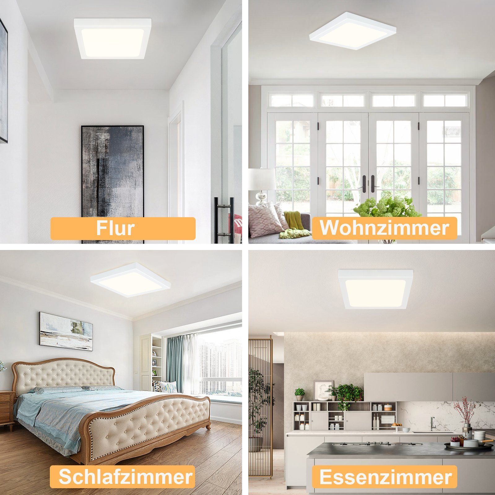 ZMH LED Deckenleuchte Wohnzimmer ∅23CM Weiß Modern 18W Deckenlampe Kinderzimmer, Augenschutz, LED fest integriert, Neutralweiß, 4000K Flurlampe für Küche Büro Esszimmer