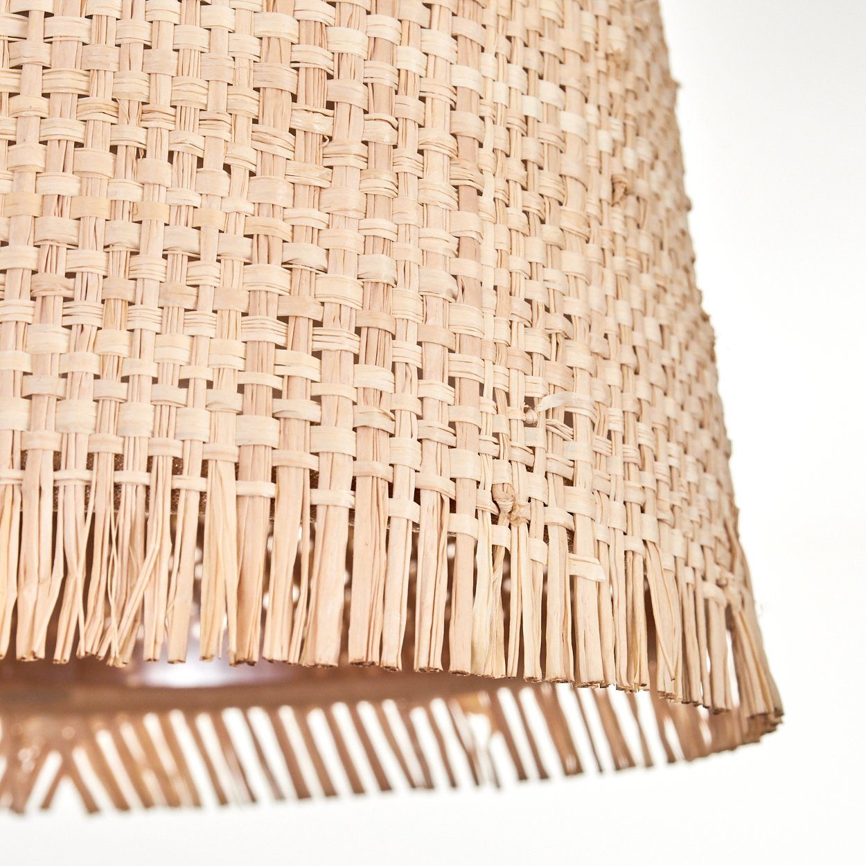 hofstein Deckenleuchte moderne Deckenlampe aus Holz/Metall/Bast in Natur/Schwarz/Beige, ohne Leuchtmittel, Deckenleuchte im skandinavischen Design, 4x E27, ohne Leuchtmittel