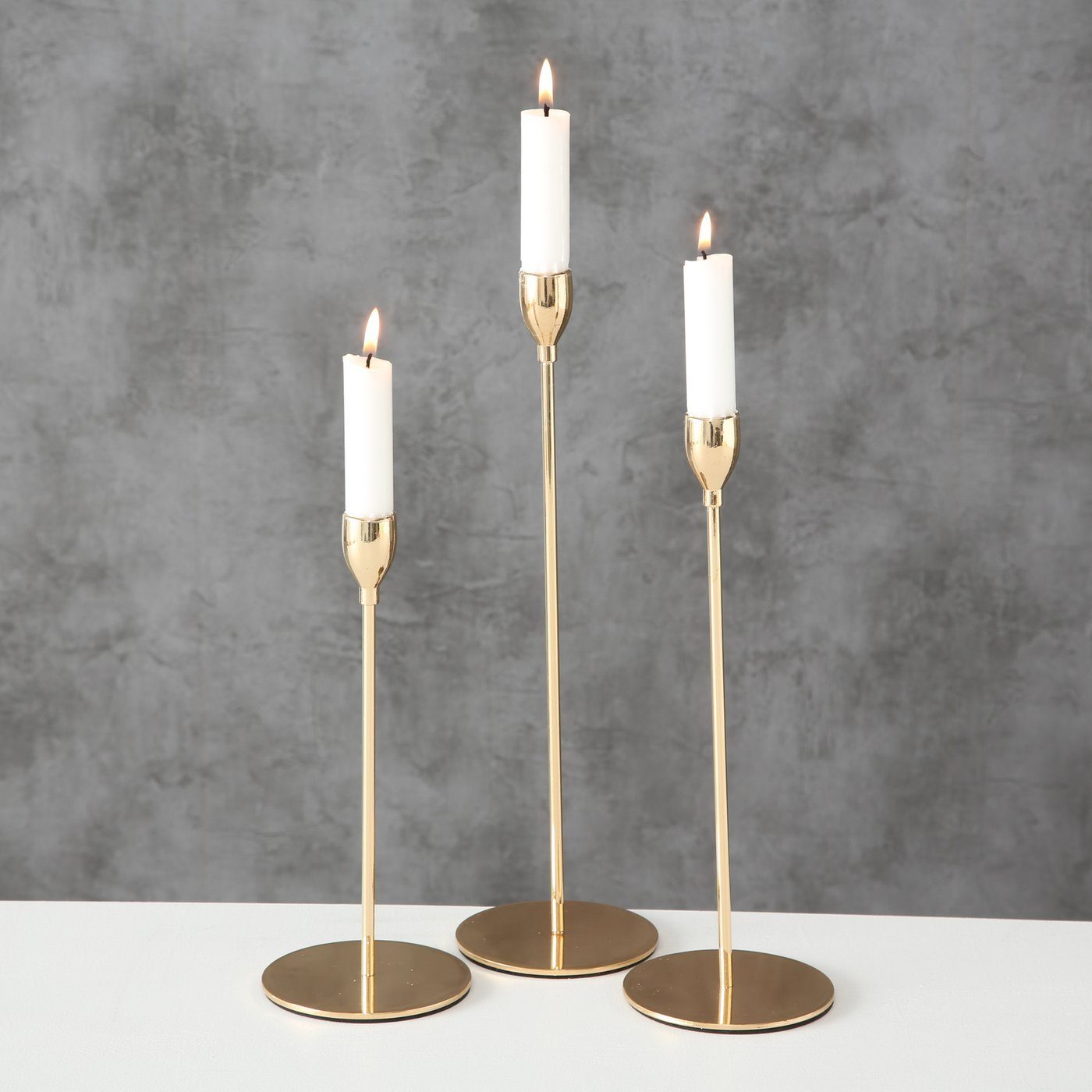 BOLTZE Kerzenleuchter "Malte" 3er Set aus Metall in gold - Kerzenhalter (3 St)