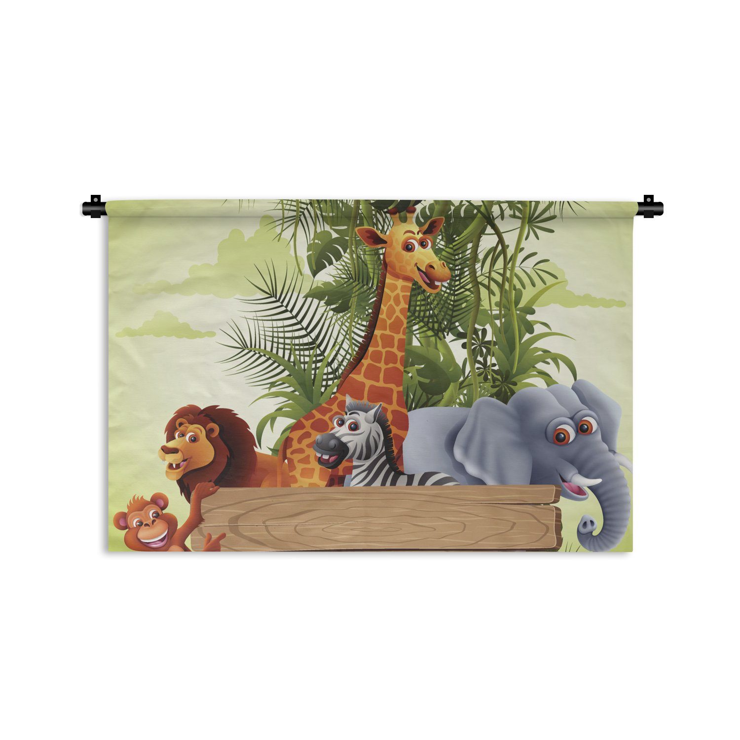 MuchoWow Wanddekoobjekt Dschungeltiere - Natur - Kinder - Giraffe, Wanddeko für Wohnzimmer, Schlafzimmer, Kleid, Wandbehang, Kinderzimmer