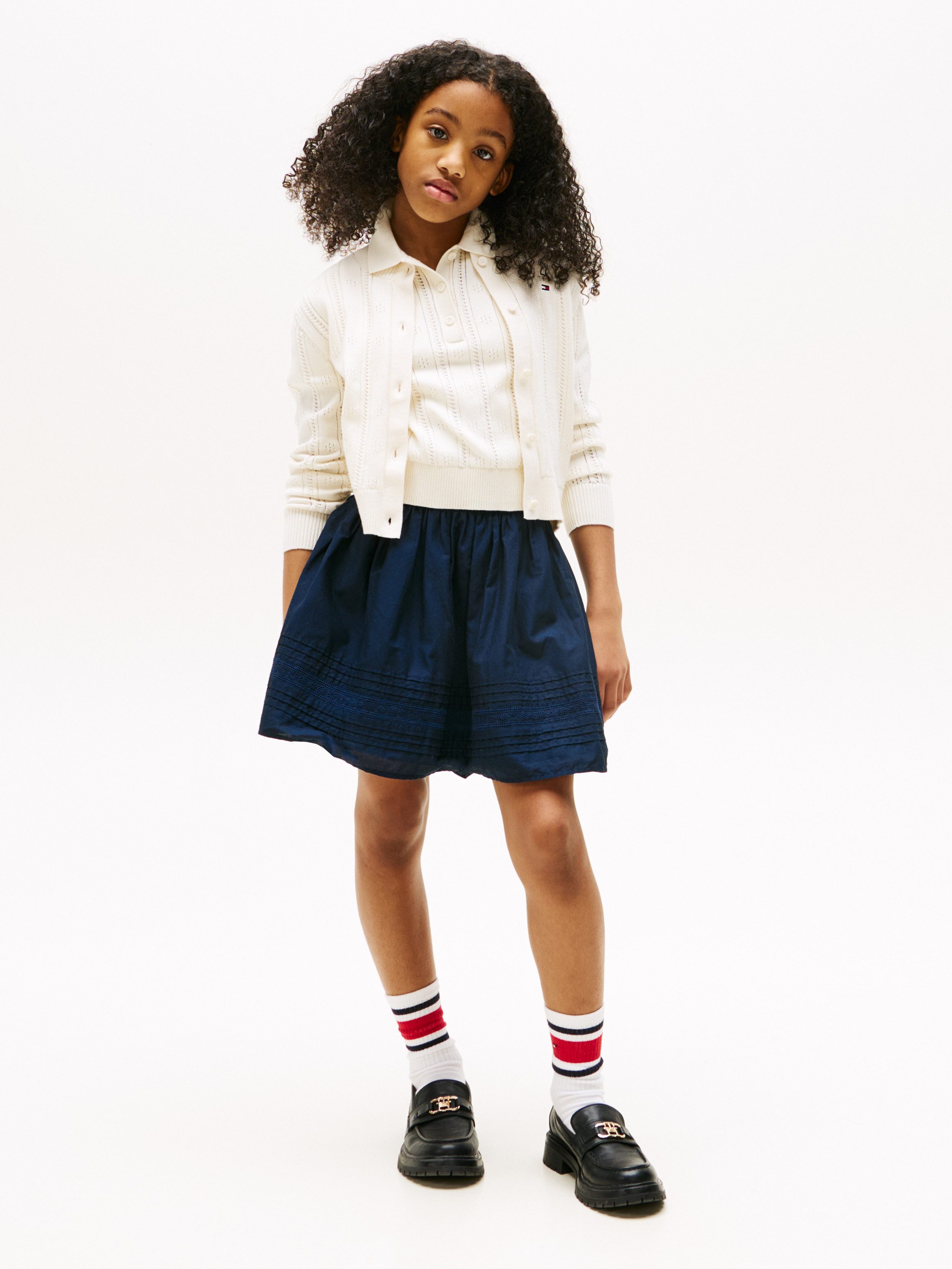 Tommy Hilfiger Strickjacke POINTELLE CARDIGAN LS für Kinder bis 16 Jahre, mit süßem Muster