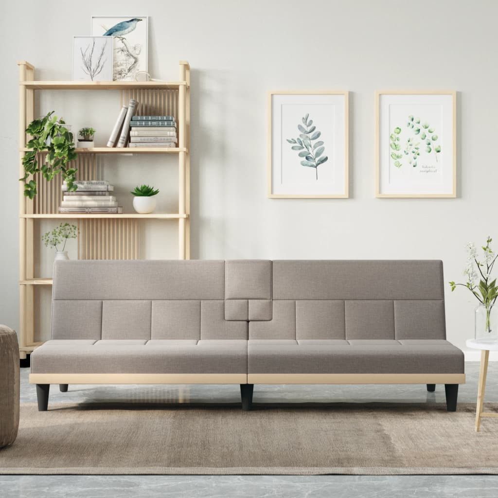 vidaXL Sofa Schlafsofa mit Getränkehaltern Taupe Stoff Schlafcouch Sofa Cou günstig online kaufen