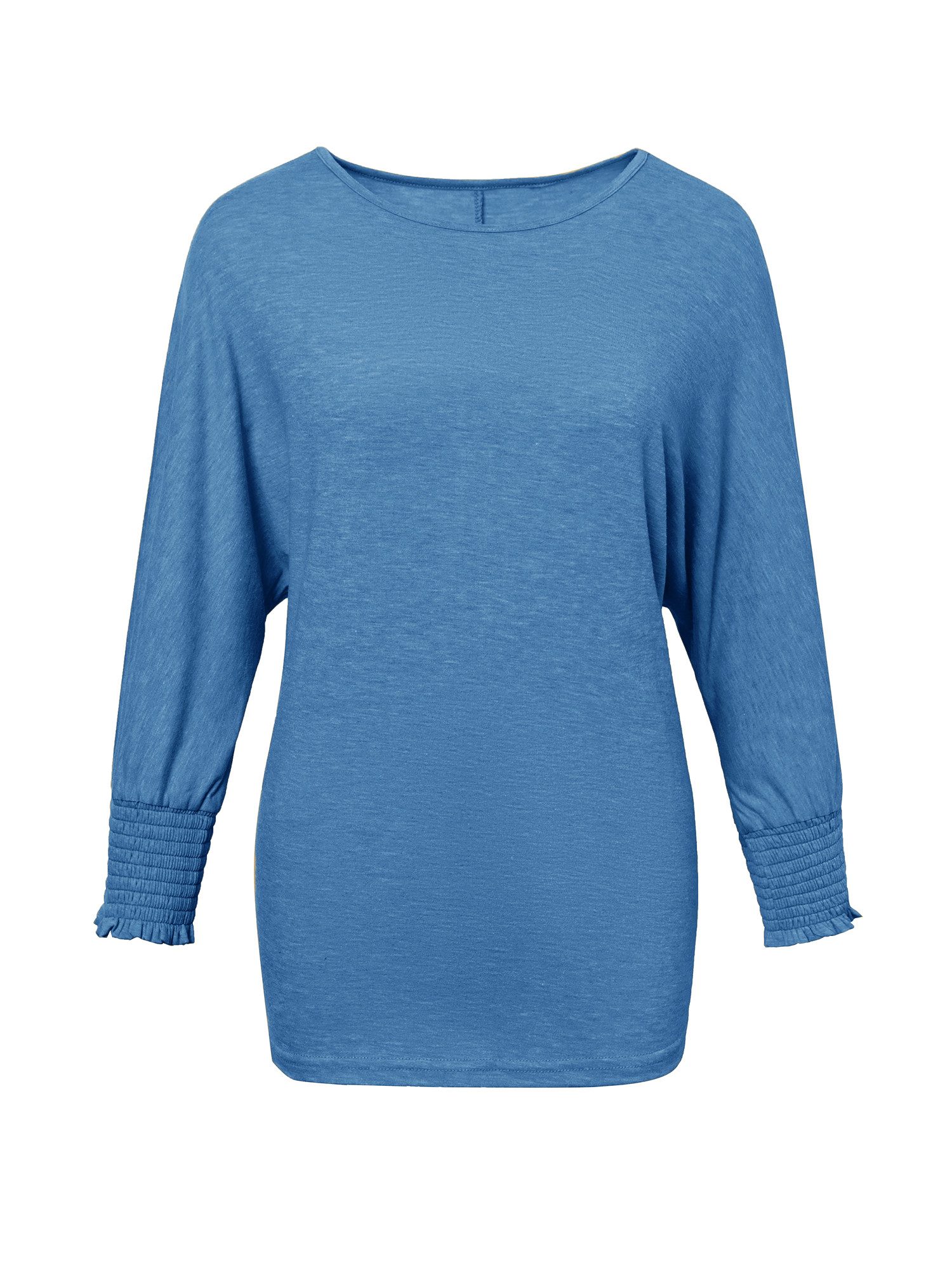T-Shirt Damen Locker mit 3/4-Ärmeln und gerafften Bündchen