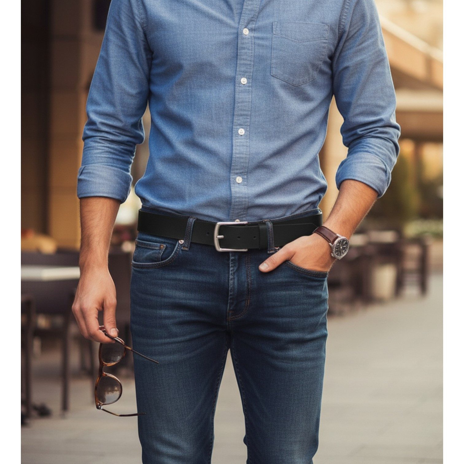 FRONHOFER Hüftgürtel 18948 (1-St) 4 cm, Büffelleder, Jeansgürtel günstig online kaufen