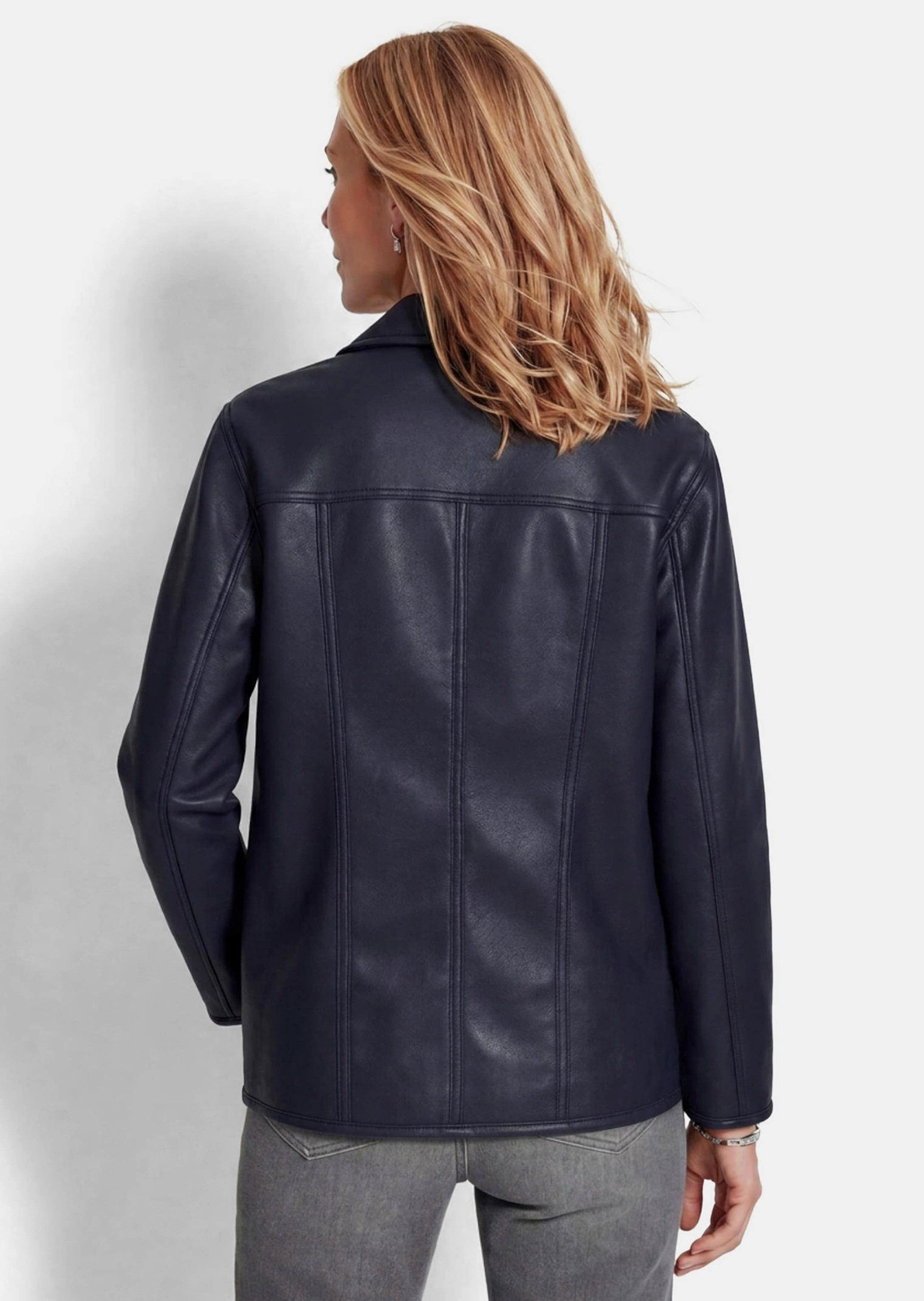 GOLDNER Winterjacke Wendejacke in Fell- und Lederoptik Hüftlanges 2-in-1-Modell mit Umlegekragen und Druckknopfleiste