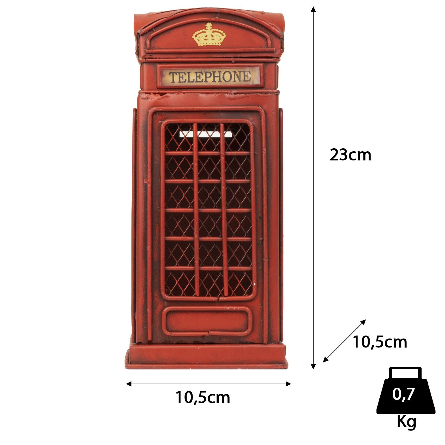 Moritz Spardose Blech-Spardose Telefonzelle England rot, Modell Nostalgie Antik-Stil Retro Blechmodell Miniatur Nachbildung – Bild 3 von 5